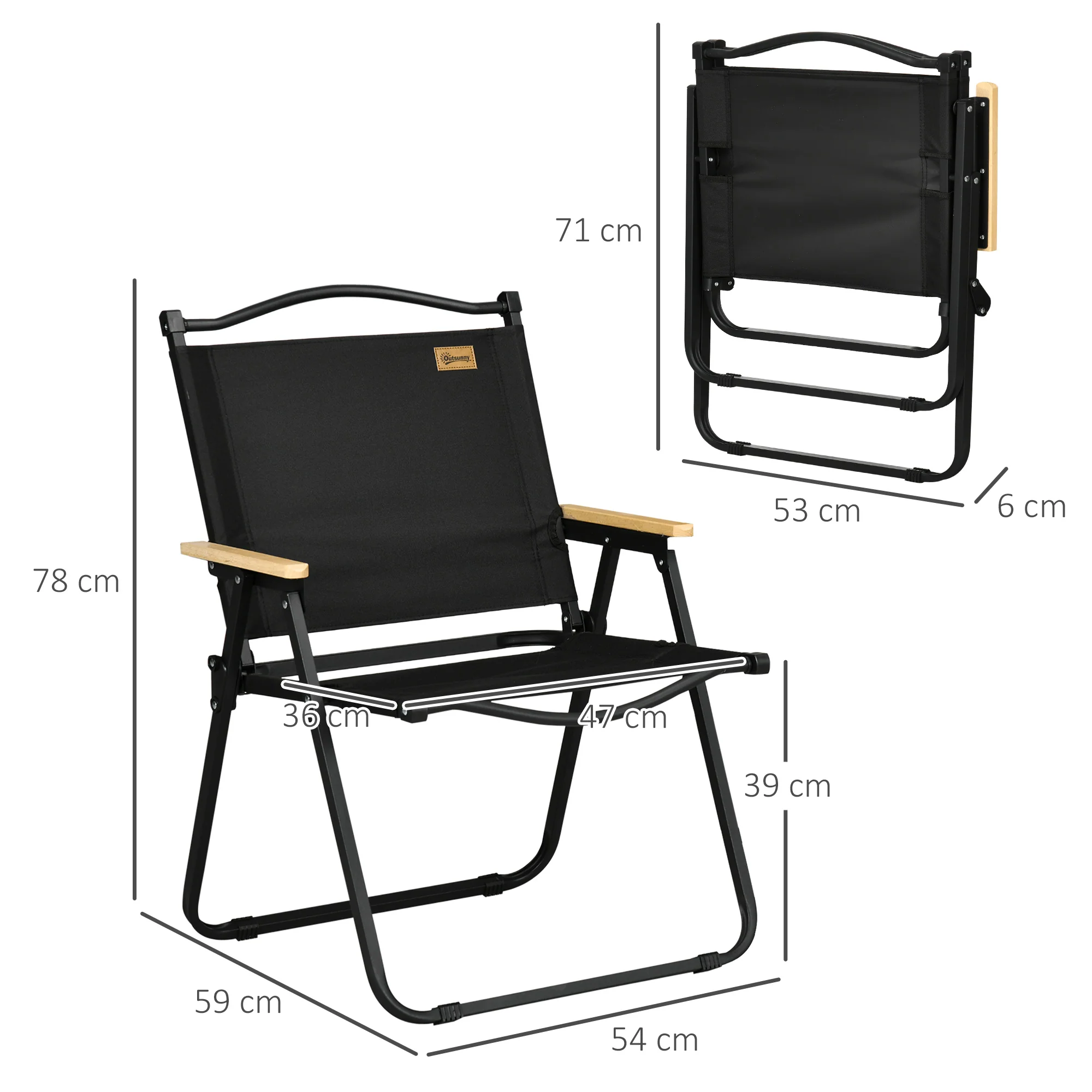 Outsunny Lightweight Portable Folding Chair For Camping, Fishing, Khaki - Image 5