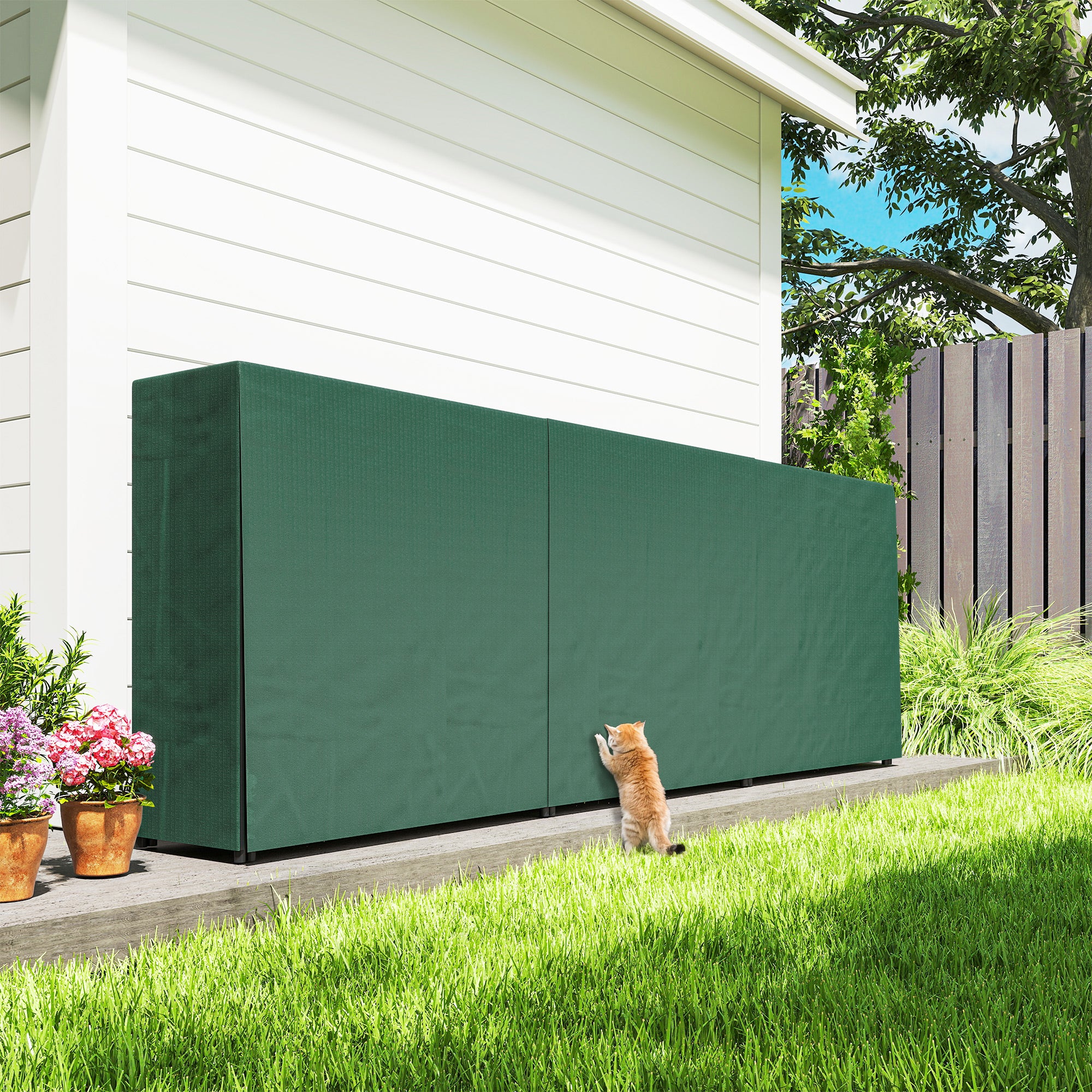 Outsunny Metal Firewood Rack, Log Holder, 300 X 36 X 99 Cm, Dark Green - Image 8