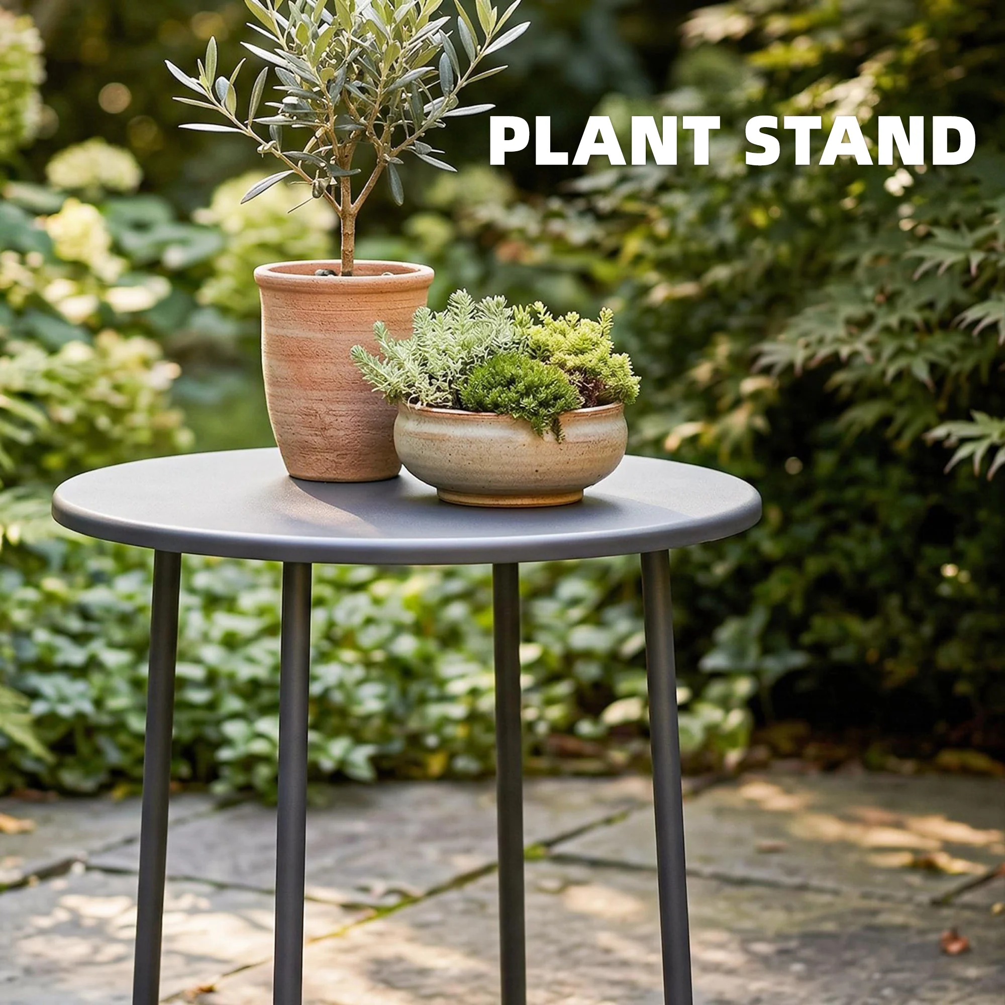 Outsunny Metal Garden Side Table, 48 Cm Round Outdoor Table, Dark Grey - Image 8