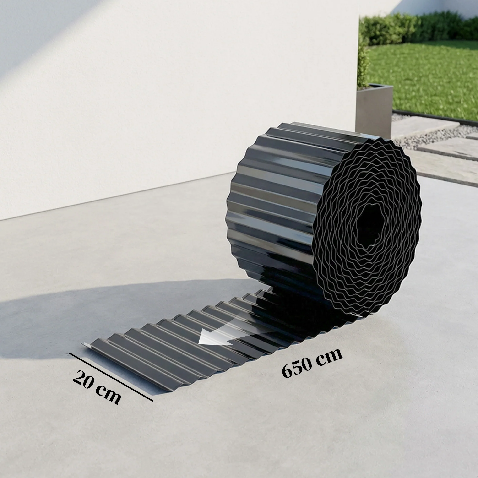 Outsunny Metal Lawn Edging Border, 8 in x 21.3 ft Garden Edging, Dark Grey - Image 3