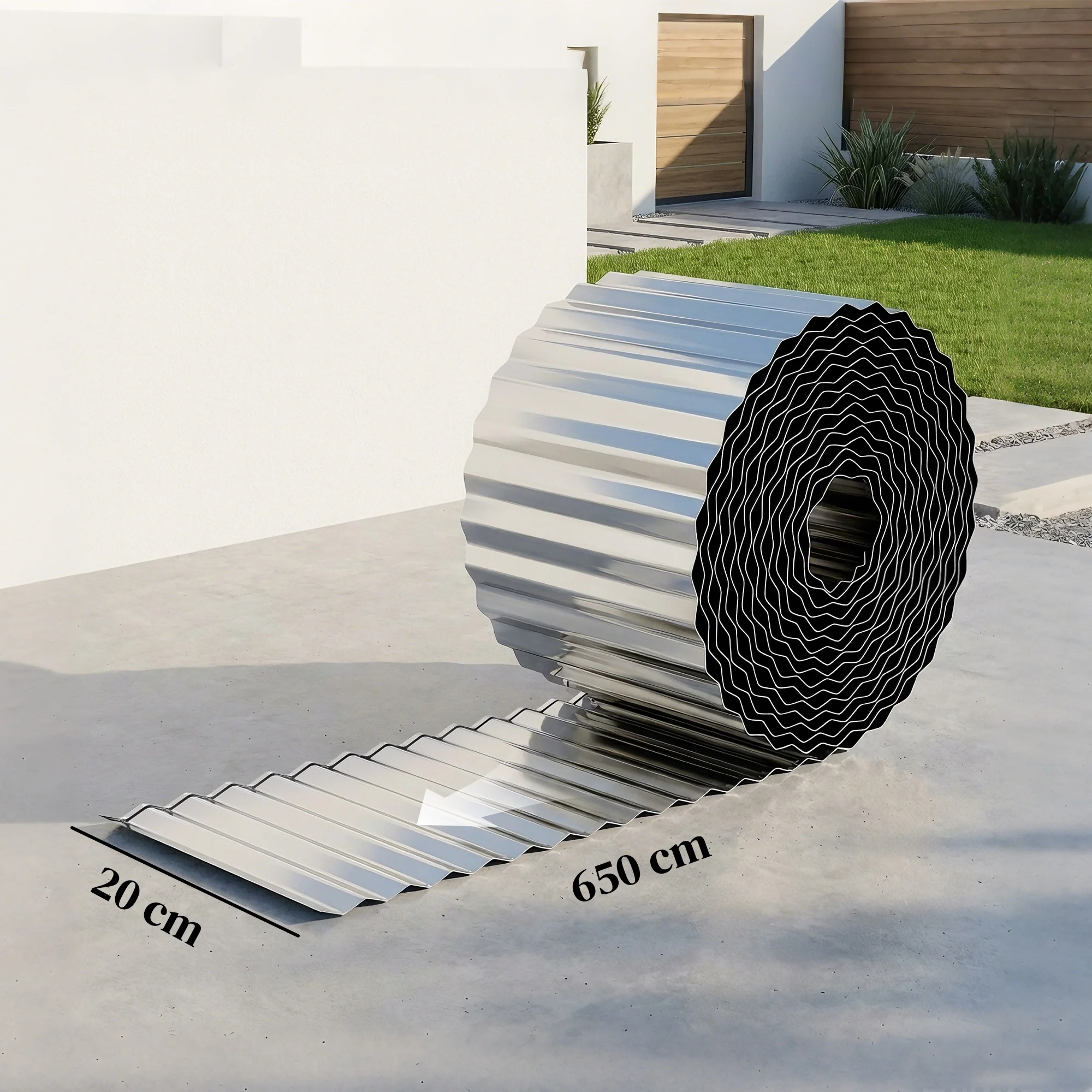 Outsunny Metal Lawn Edging Border, 8 in x 21.3 ft Garden Edging, Silver Tone - Image 3