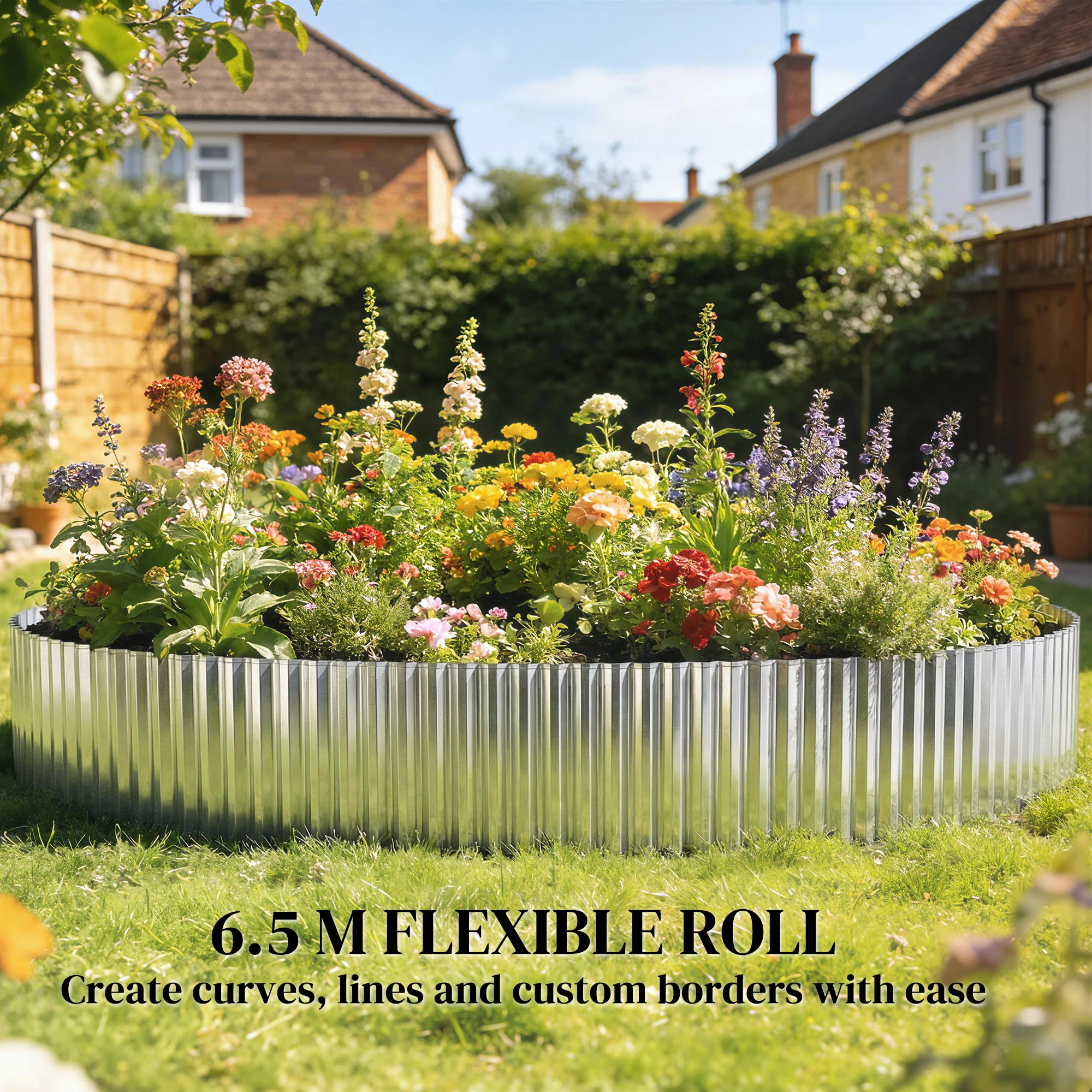Outsunny Metal Lawn Edging Border, 8 in x 21.3 ft Garden Edging, Silver Tone - Image 6