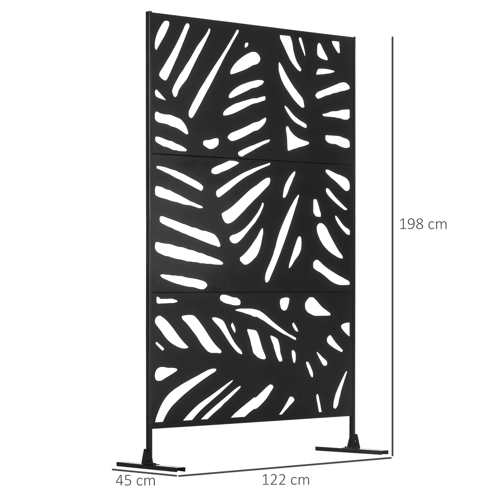 Outsunny Metal Outdoor Privacy Screen with Stand for Garden Black - Image 5