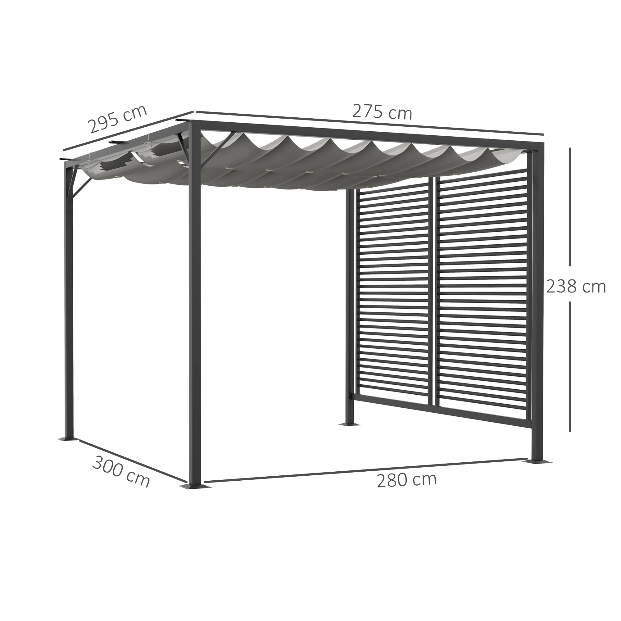Outsunny Metal Pergola Patio Sun Shelter Grape Tent Retractable Canopy UV Cut - Image 5