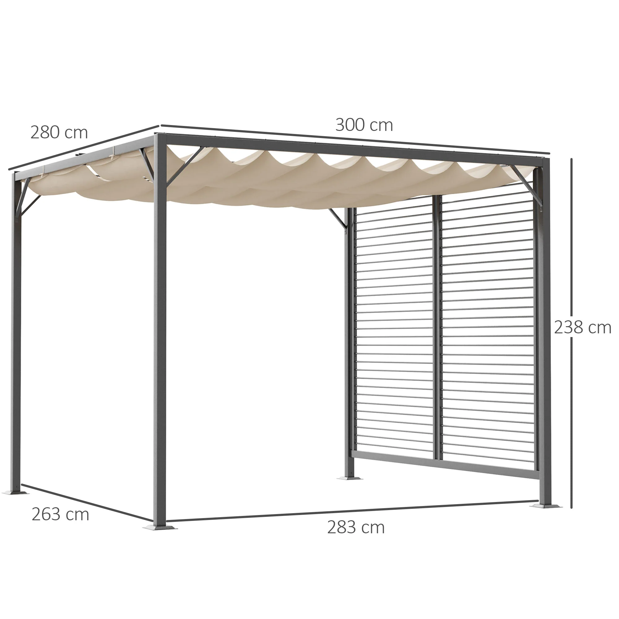 Outsunny Metal Pergola Patio Sun Shelter Grape Tent Retractable Canopy UV Cut - Image 5