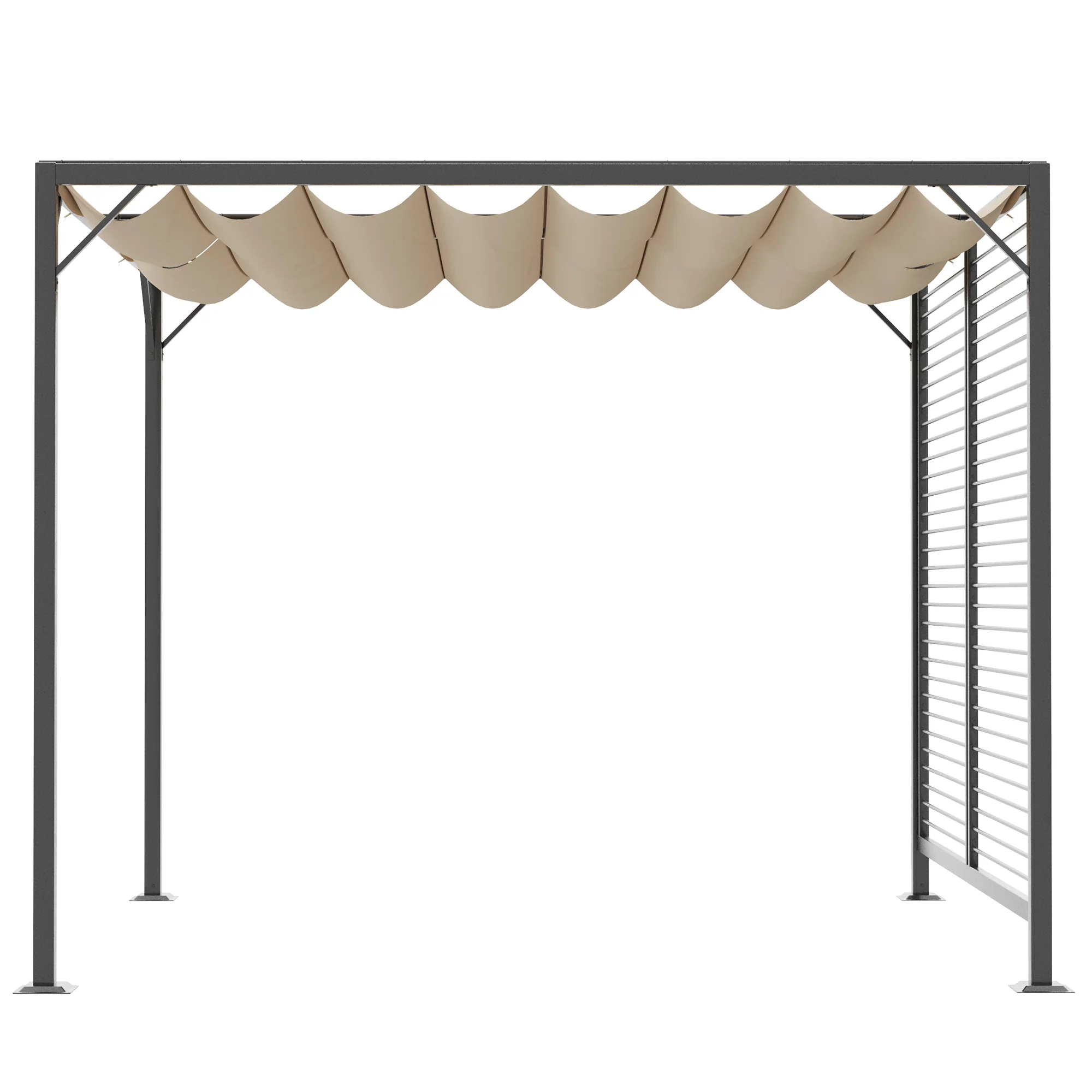 Outsunny Metal Pergola Patio Sun Shelter Grape Tent Retractable Canopy UV Cut - Image 7