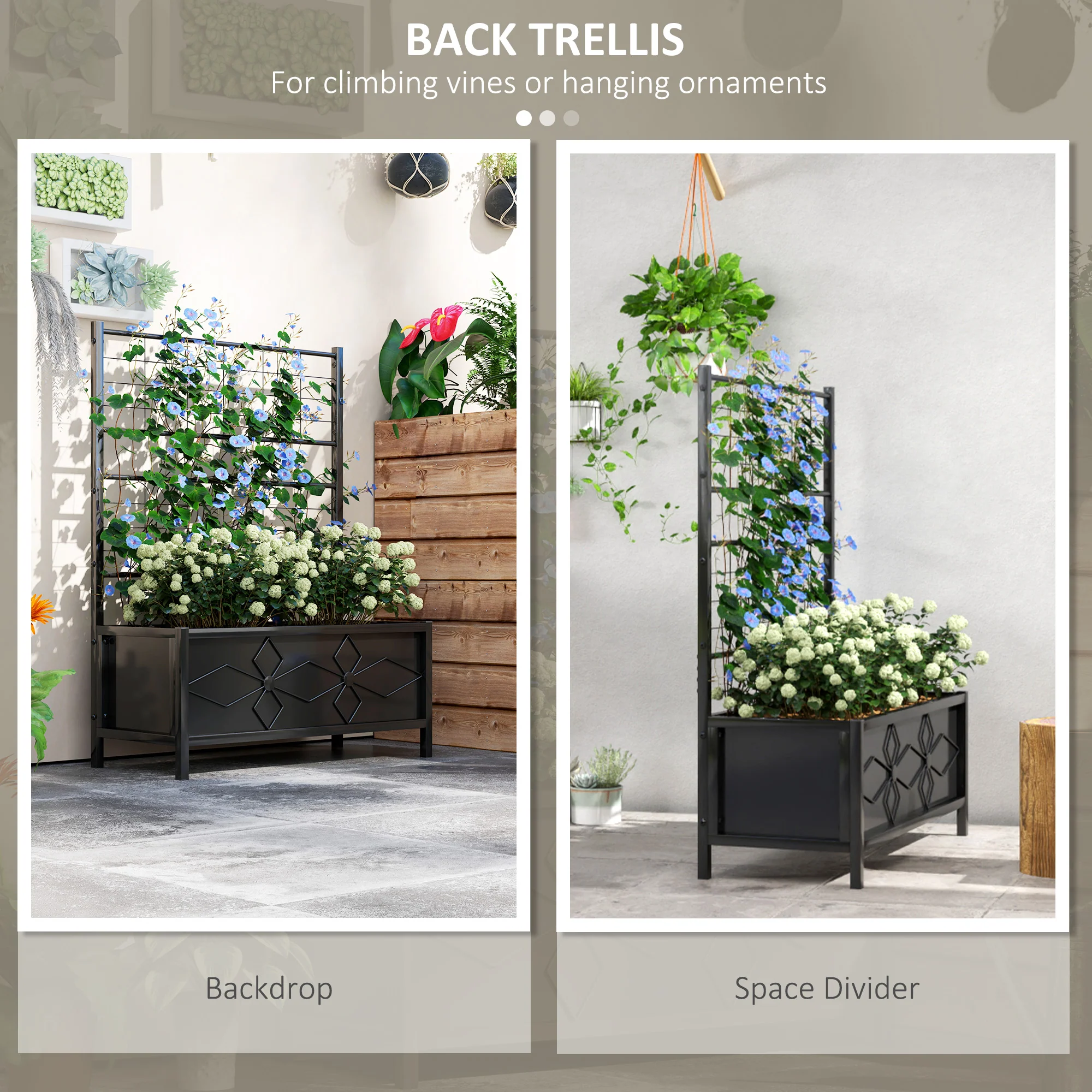 Outsunny Metal Raised Garden Bed Planter Box with Trellis, 90 x 40 x 120 cm - Image 3