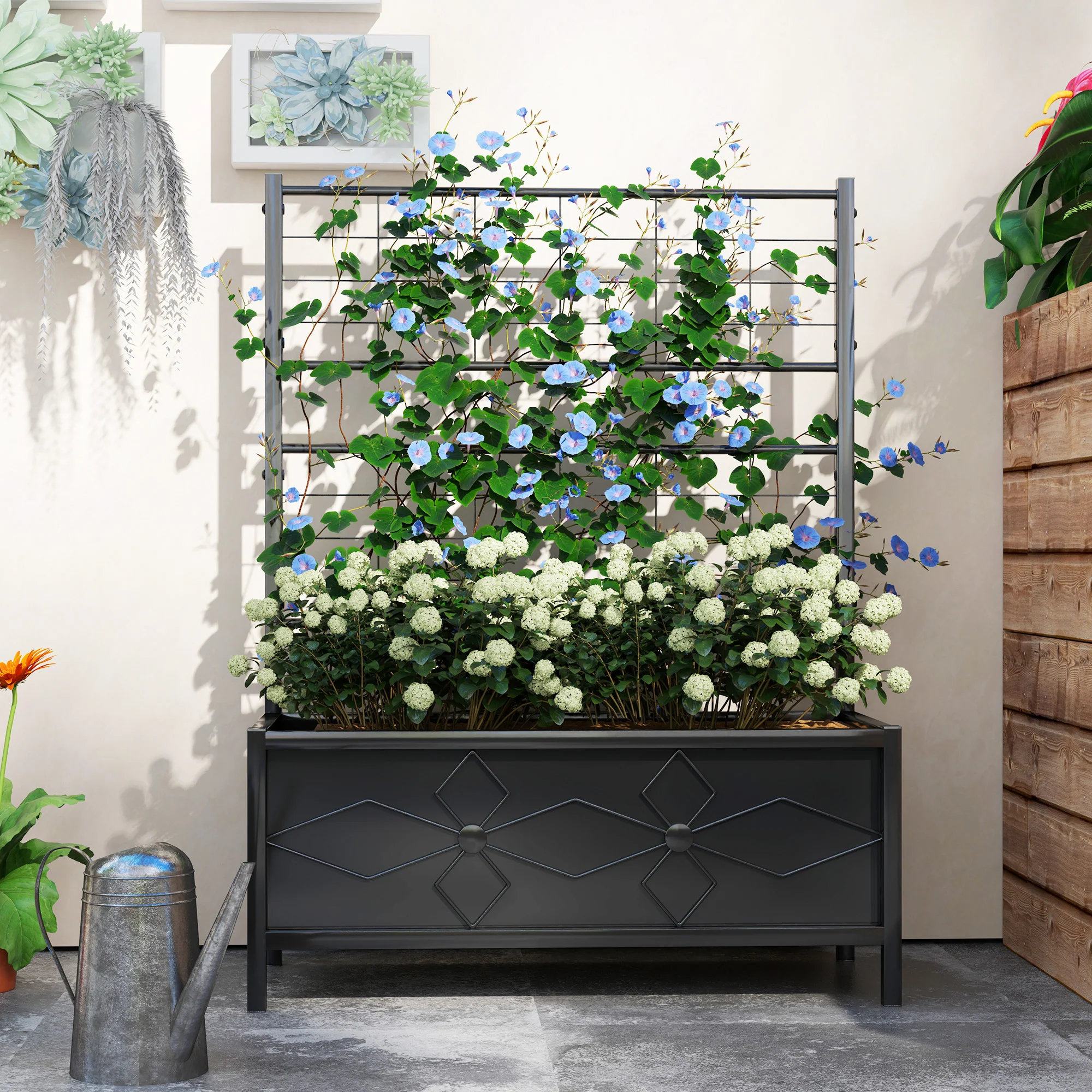Outsunny Metal Raised Garden Bed Planter Box with Trellis, 90 x 40 x 120 cm - Image 7