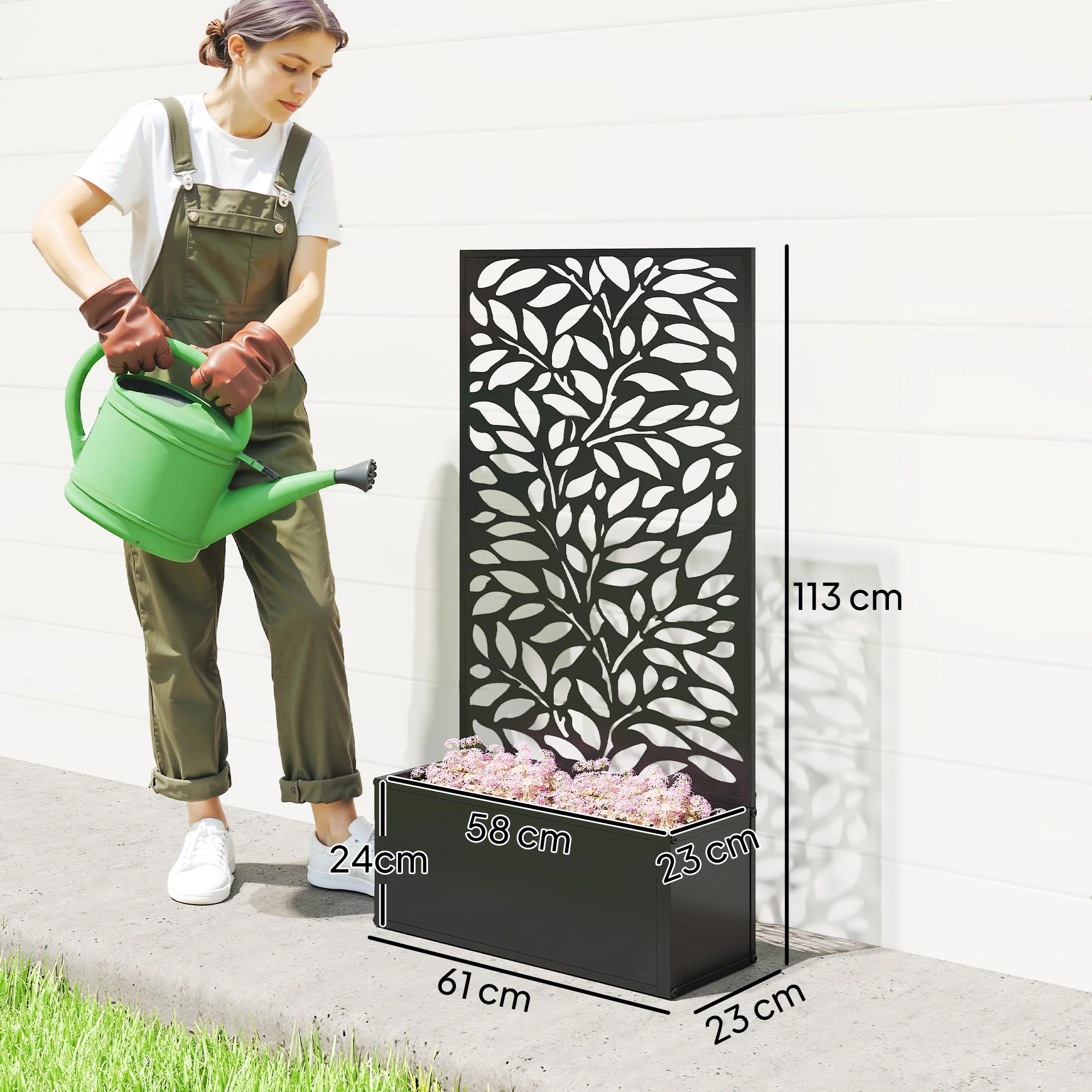 Outsunny Metal Raised Garden Bed with Trellis, Outdoor Elevated Planter Box - Image 3