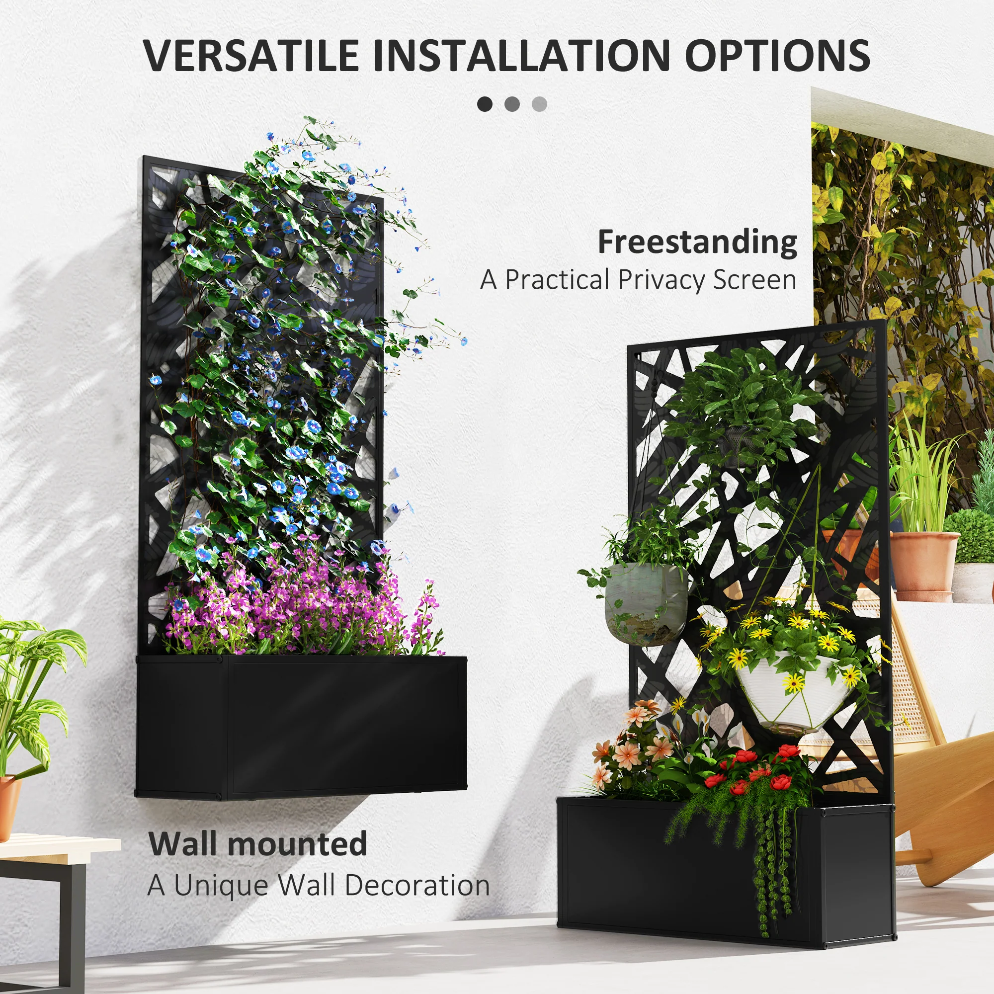 Outsunny Metal Raised Garden Bed with Trellis, Outdoor Elevated Planter Box - Image 5