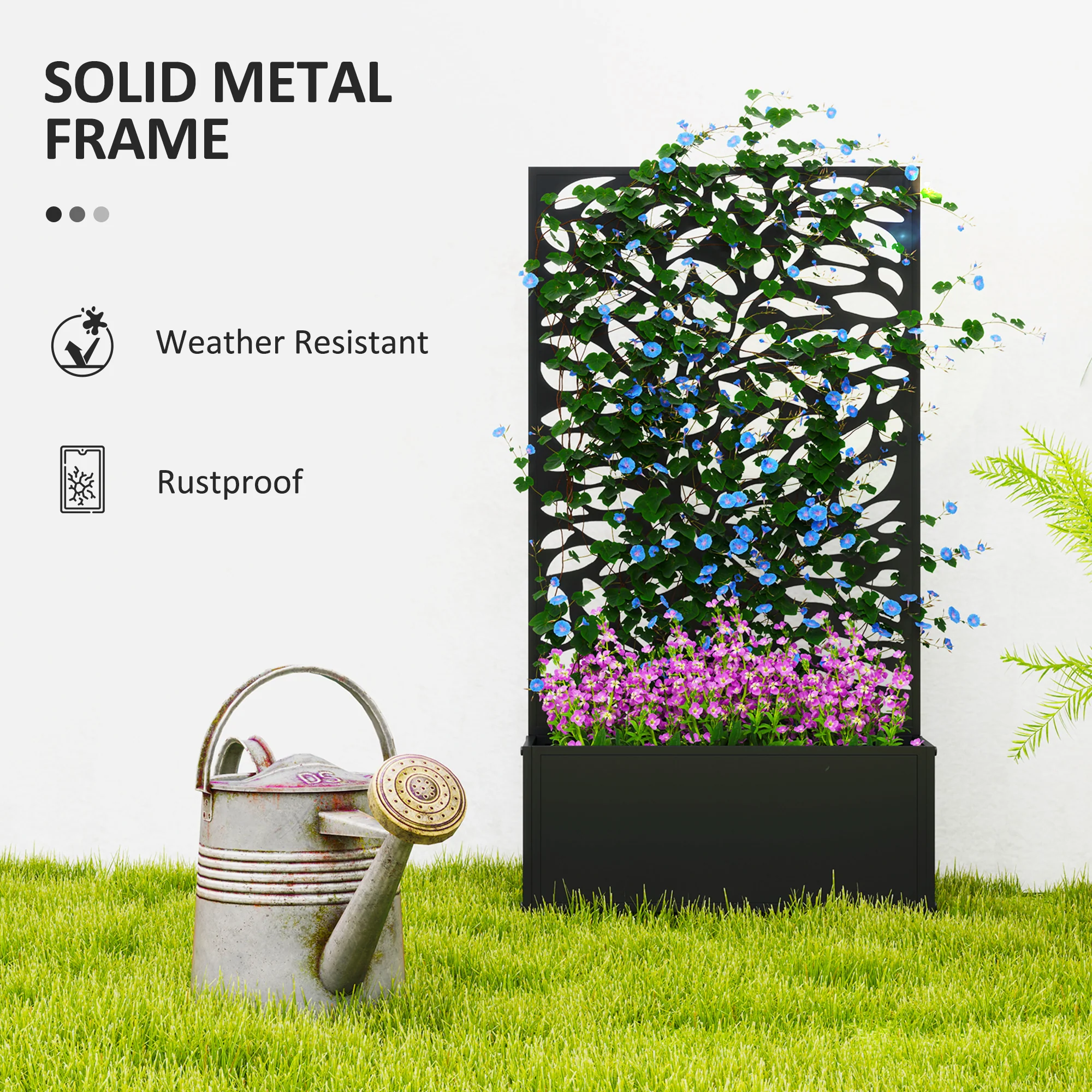 Outsunny Metal Raised Garden Bed with Trellis, Outdoor Elevated Planter Box - Image 6