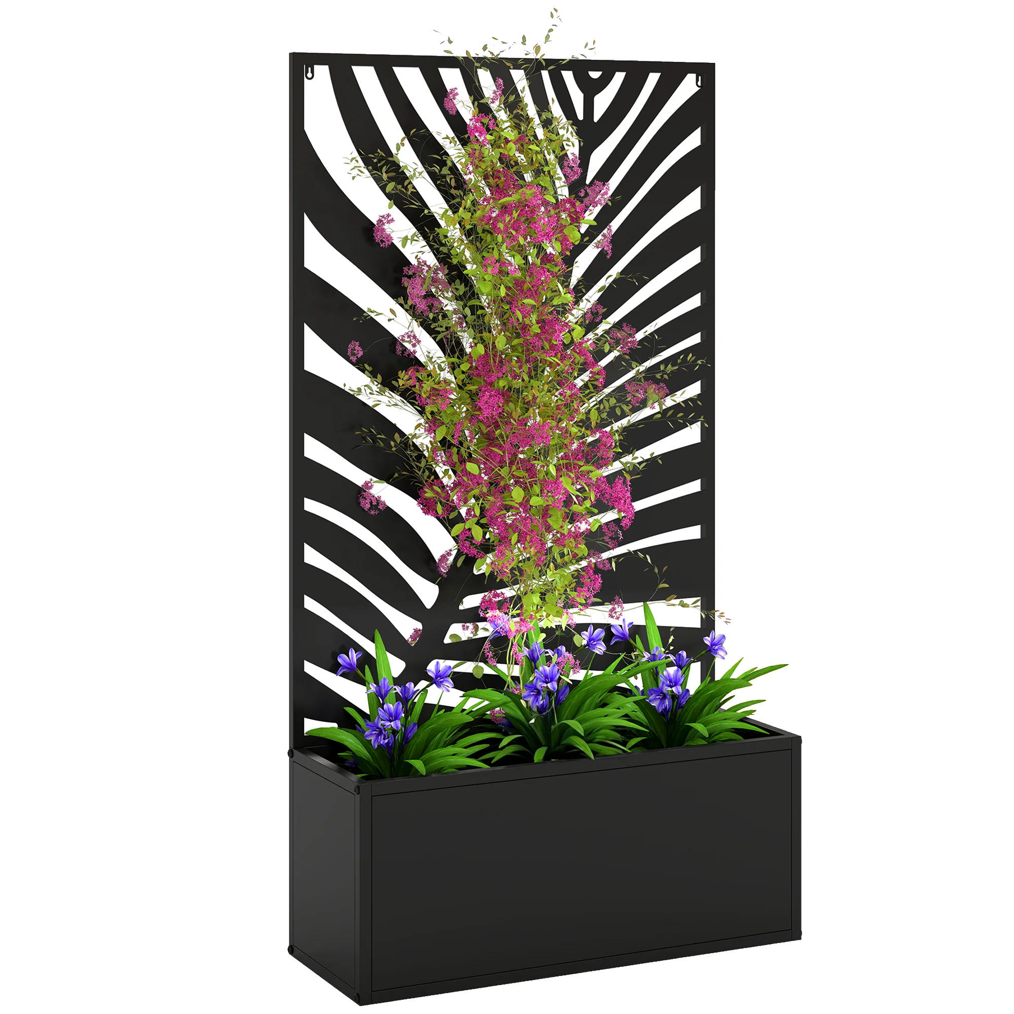 Outsunny Metal Raised Garden Bed with Trellis, Outdoor Elevated Planter Box