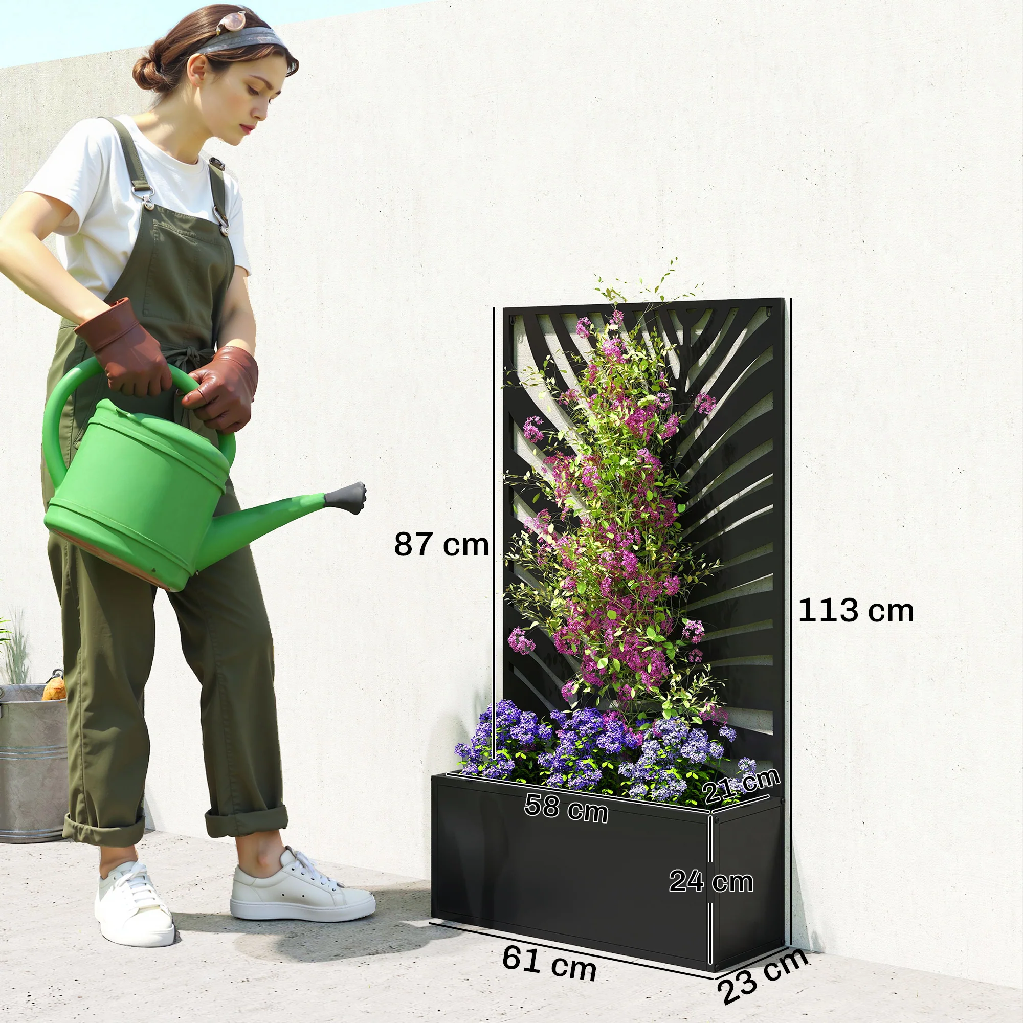 Outsunny Metal Raised Garden Bed with Trellis, Outdoor Elevated Planter Box - Image 3