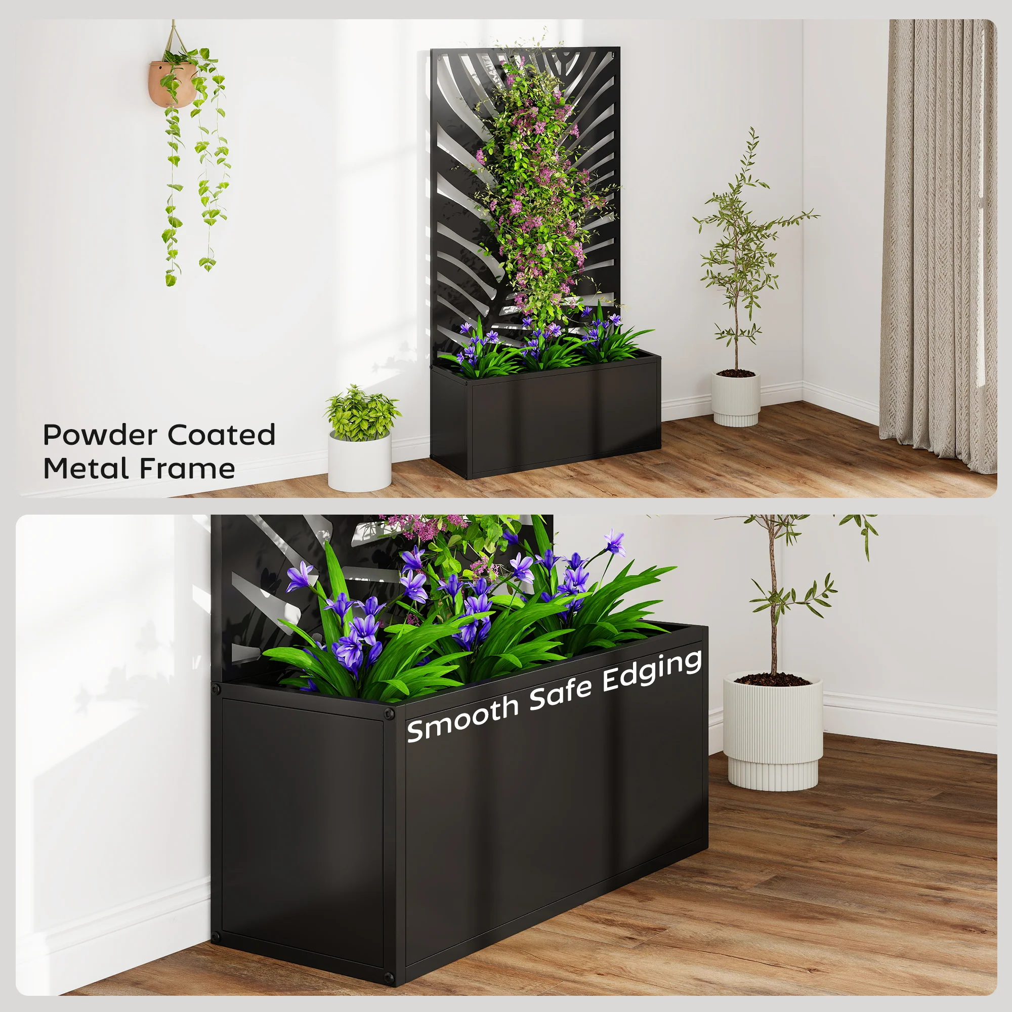 Outsunny Metal Raised Garden Bed with Trellis, Outdoor Elevated Planter Box - Image 7