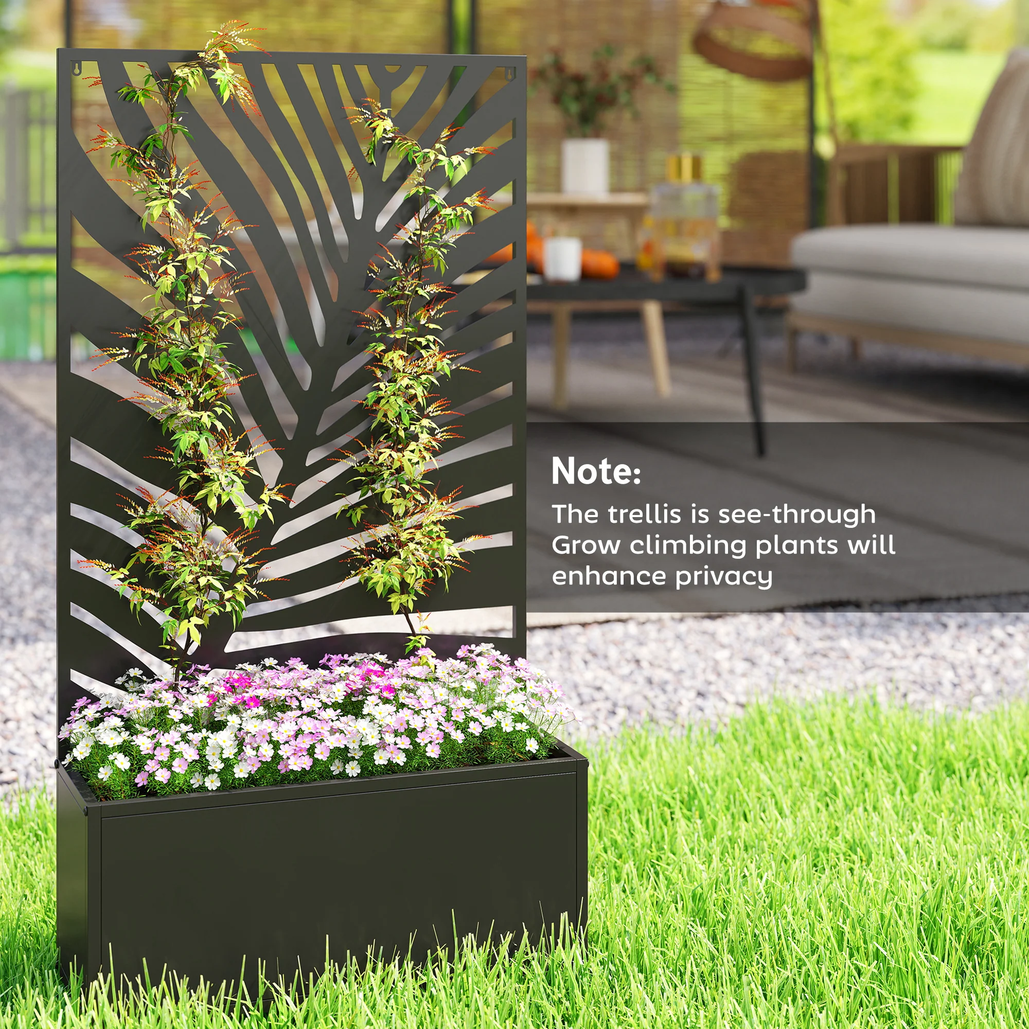 Outsunny Metal Raised Garden Bed with Trellis, Outdoor Elevated Planter Box - Image 8