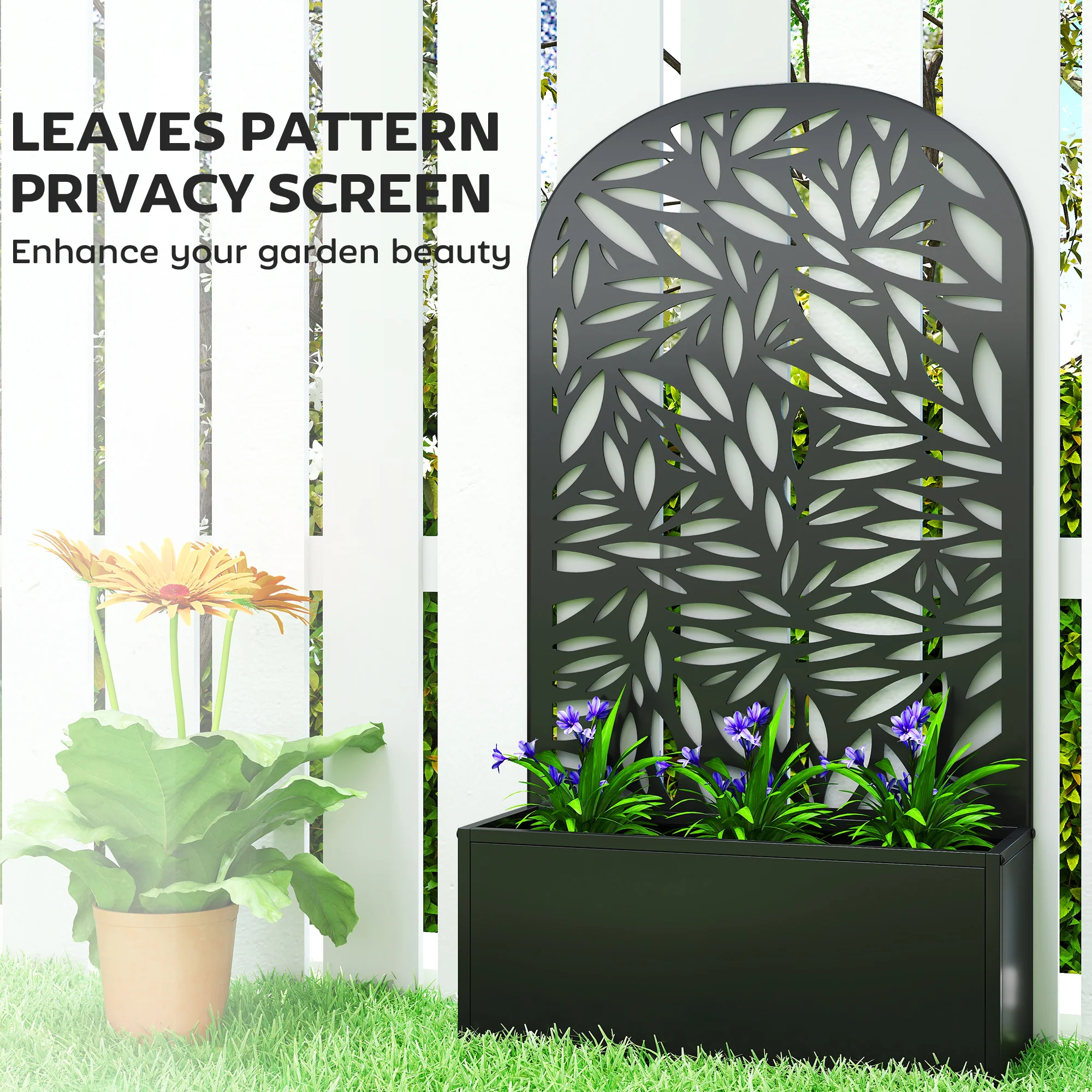 Outsunny Metal Raised Garden Bed with Trellis, Outdoor Elevated Planter Box - Image 6