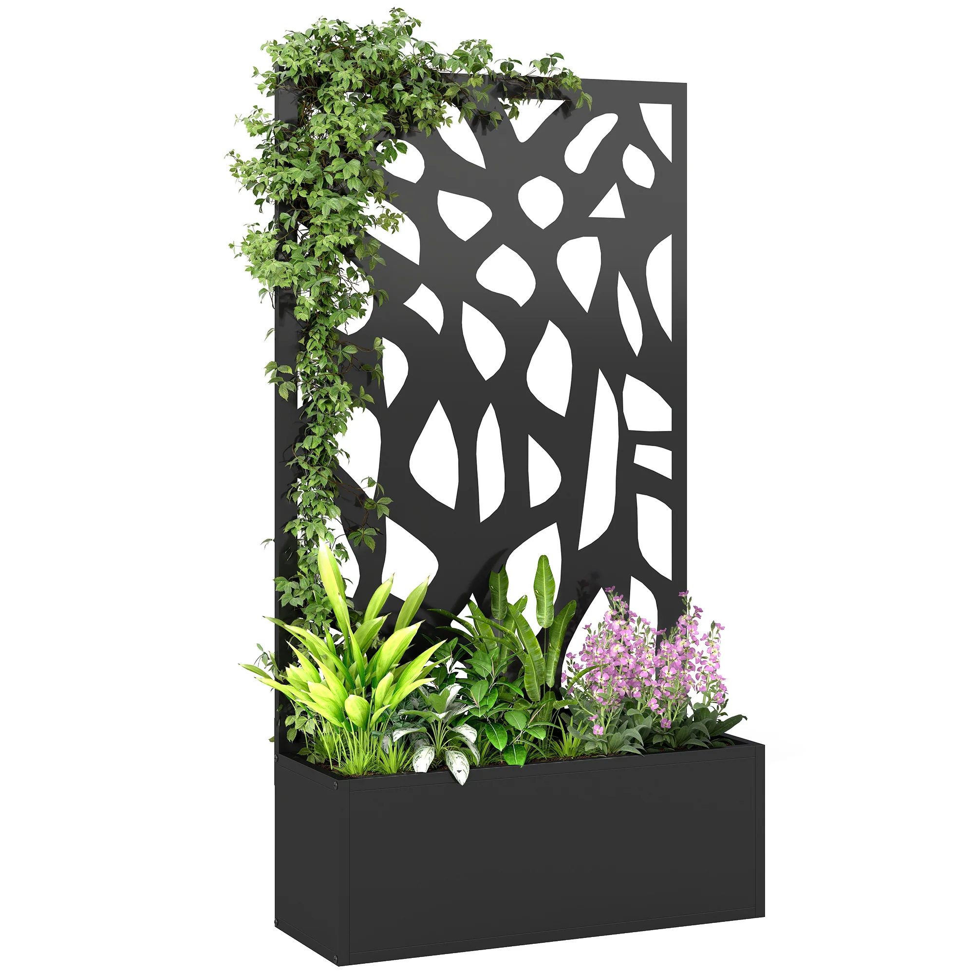 Outsunny Metal Raised Garden Bed with Trellis, Outdoor Planter Box