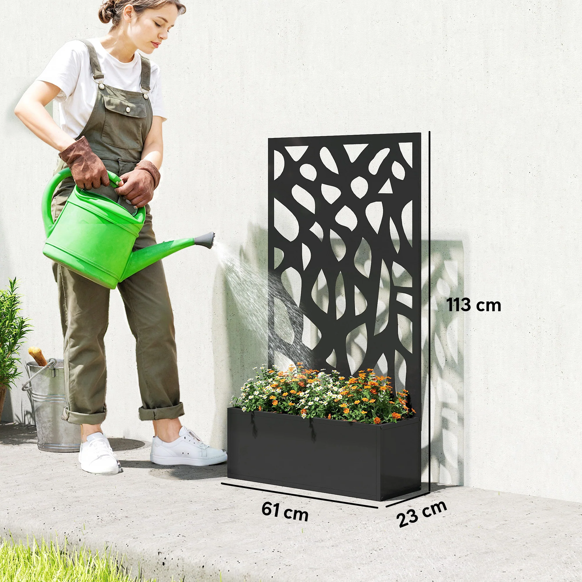 Outsunny Metal Raised Garden Bed with Trellis, Outdoor Planter Box - Image 3