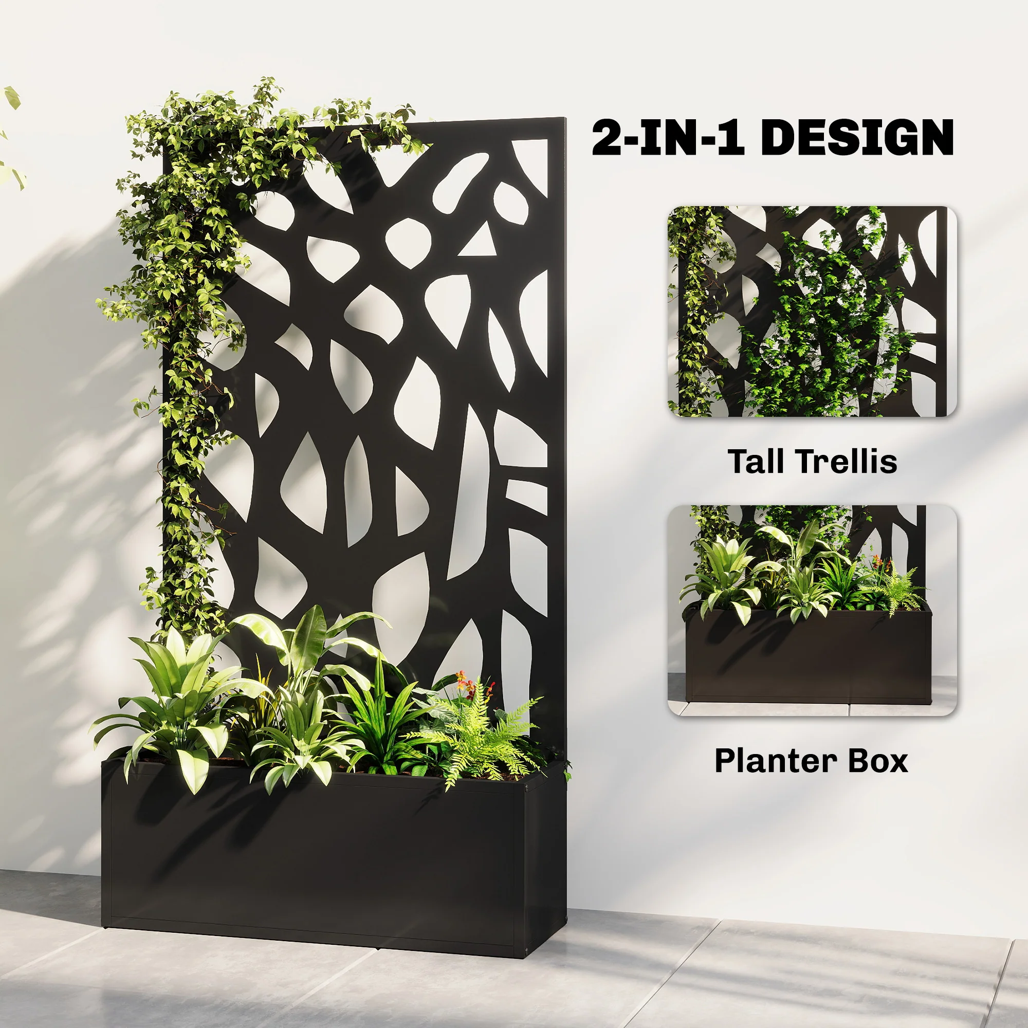 Outsunny Metal Raised Garden Bed with Trellis, Outdoor Planter Box - Image 4
