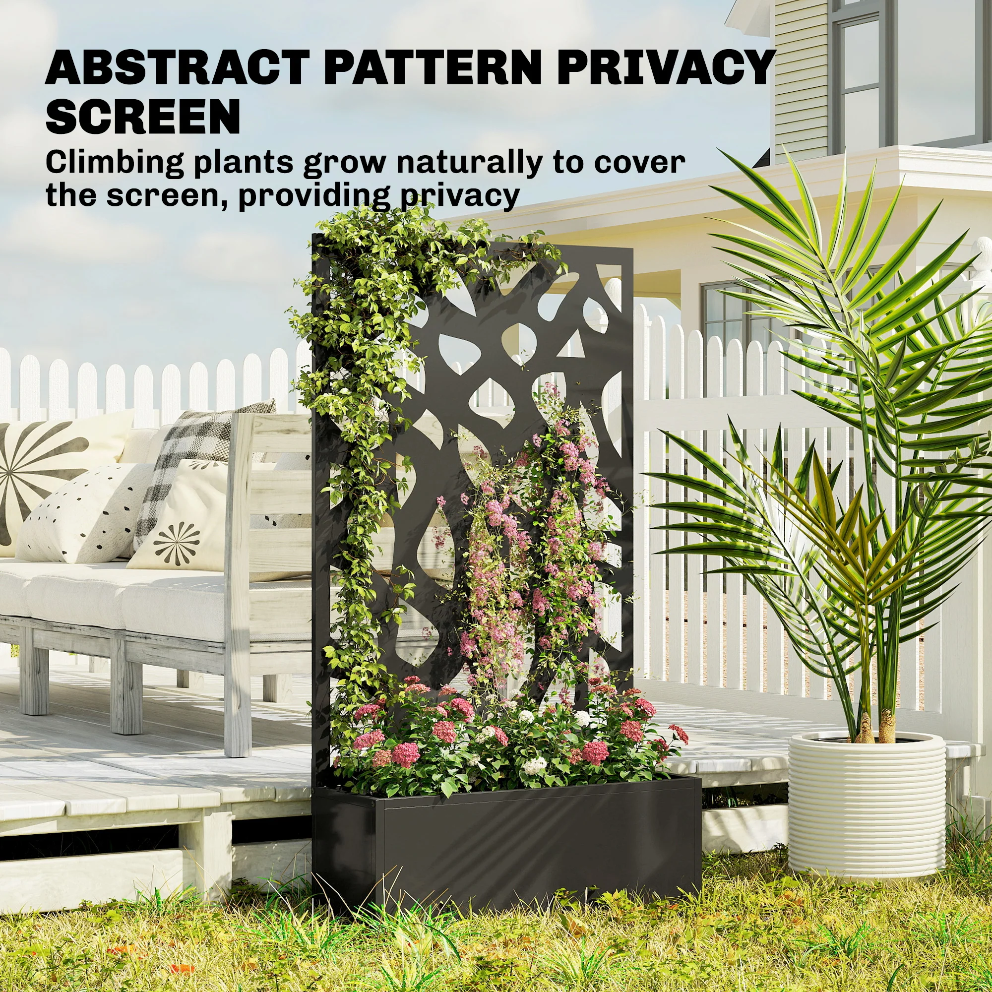 Outsunny Metal Raised Garden Bed with Trellis, Outdoor Planter Box - Image 5