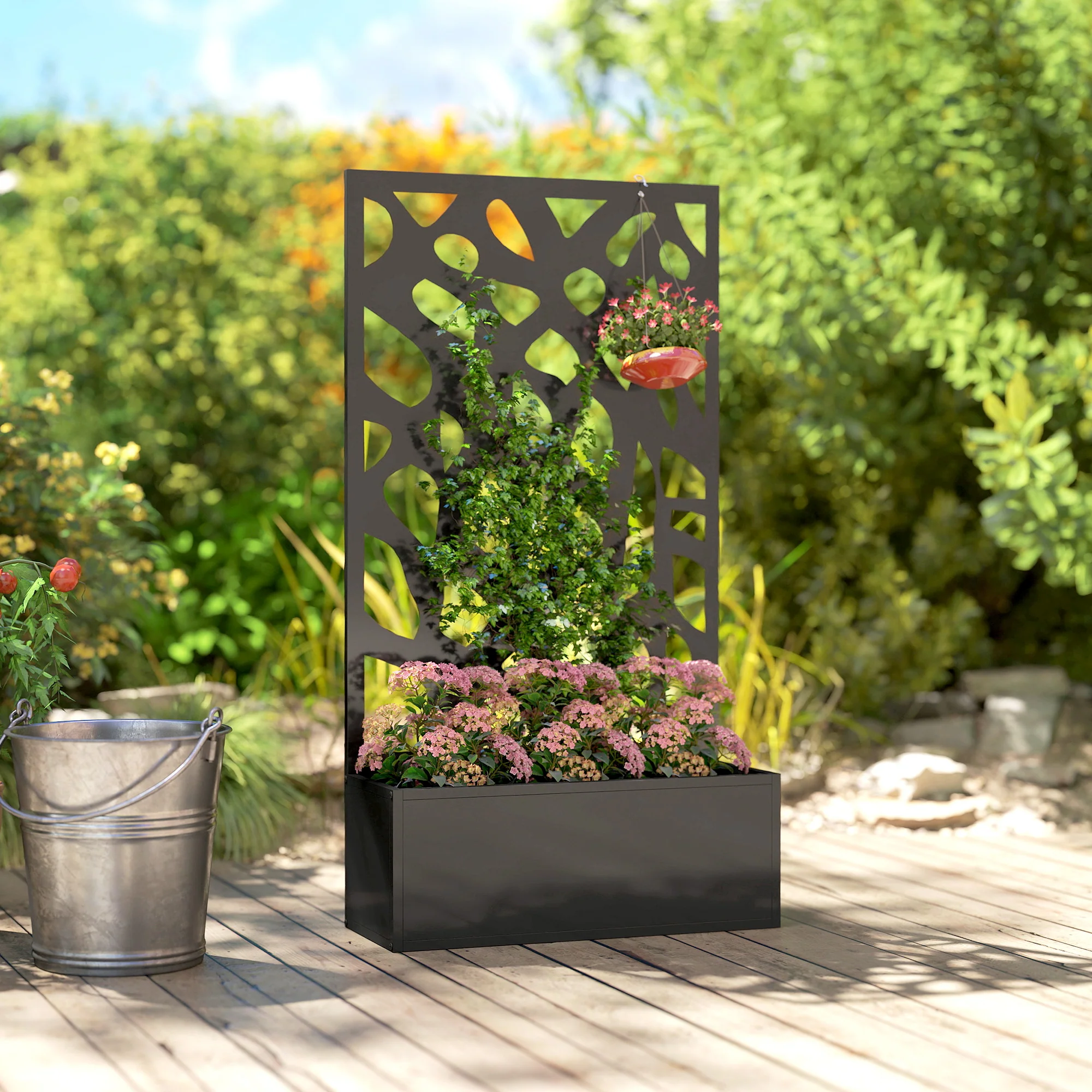 Outsunny Metal Raised Garden Bed with Trellis, Outdoor Planter Box - Image 7