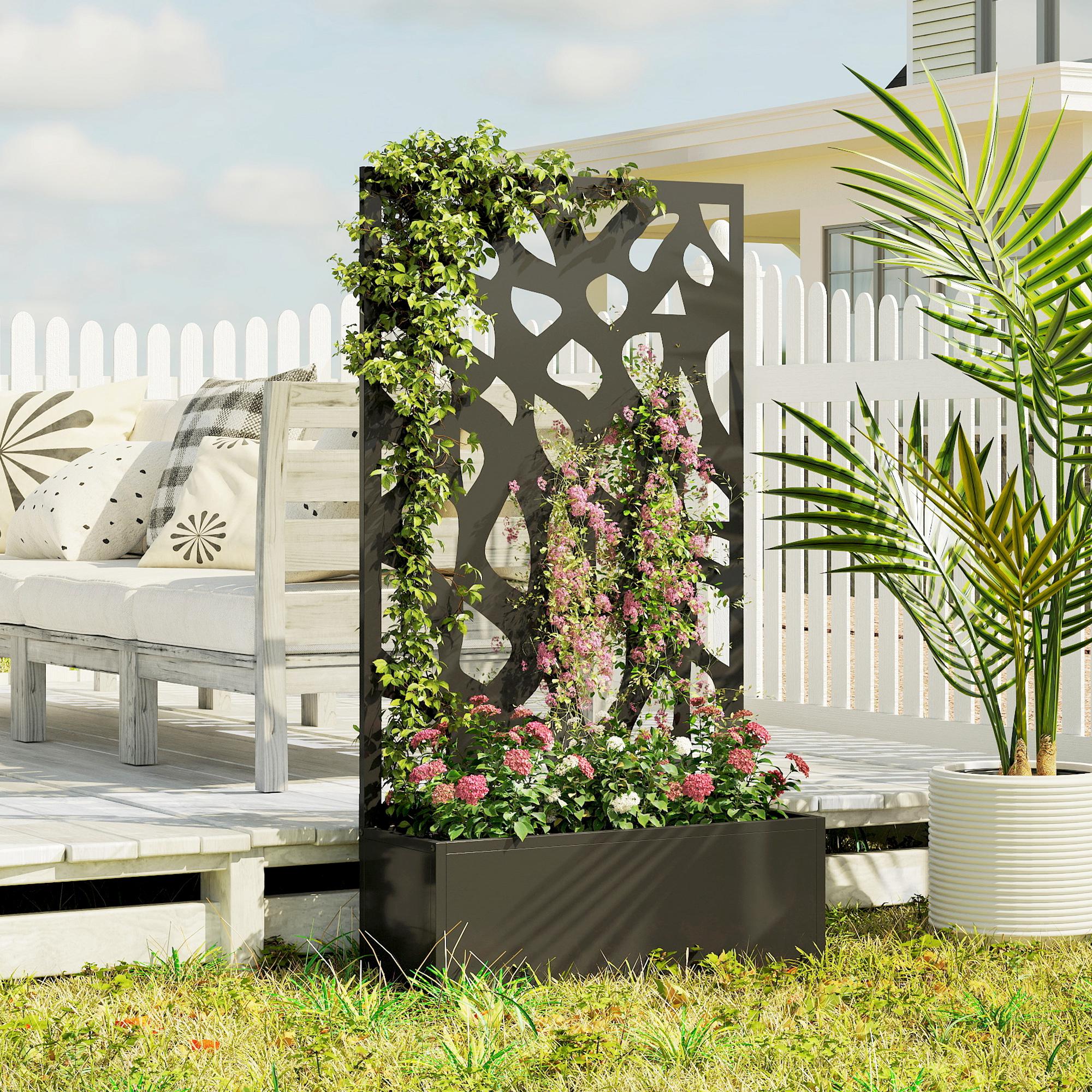 Outsunny Metal Raised Garden Bed with Trellis, Outdoor Planter Box - Image 9