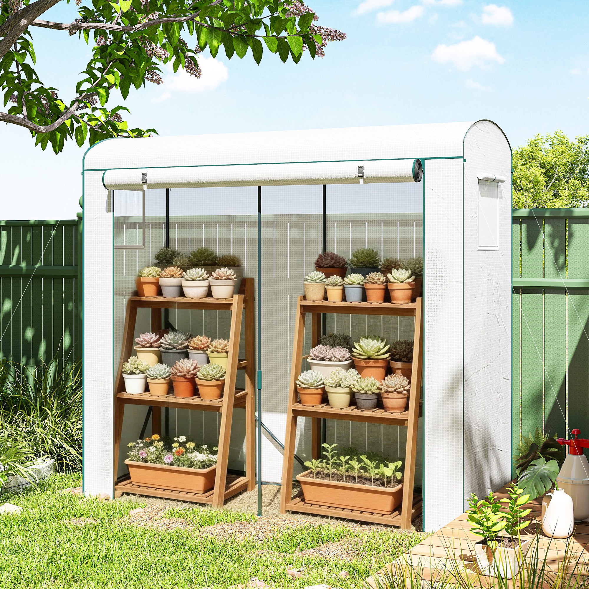 Outsunny Mini Greenhouse, Portable Indoor Outdoor Green House with PE Cover - Image 9