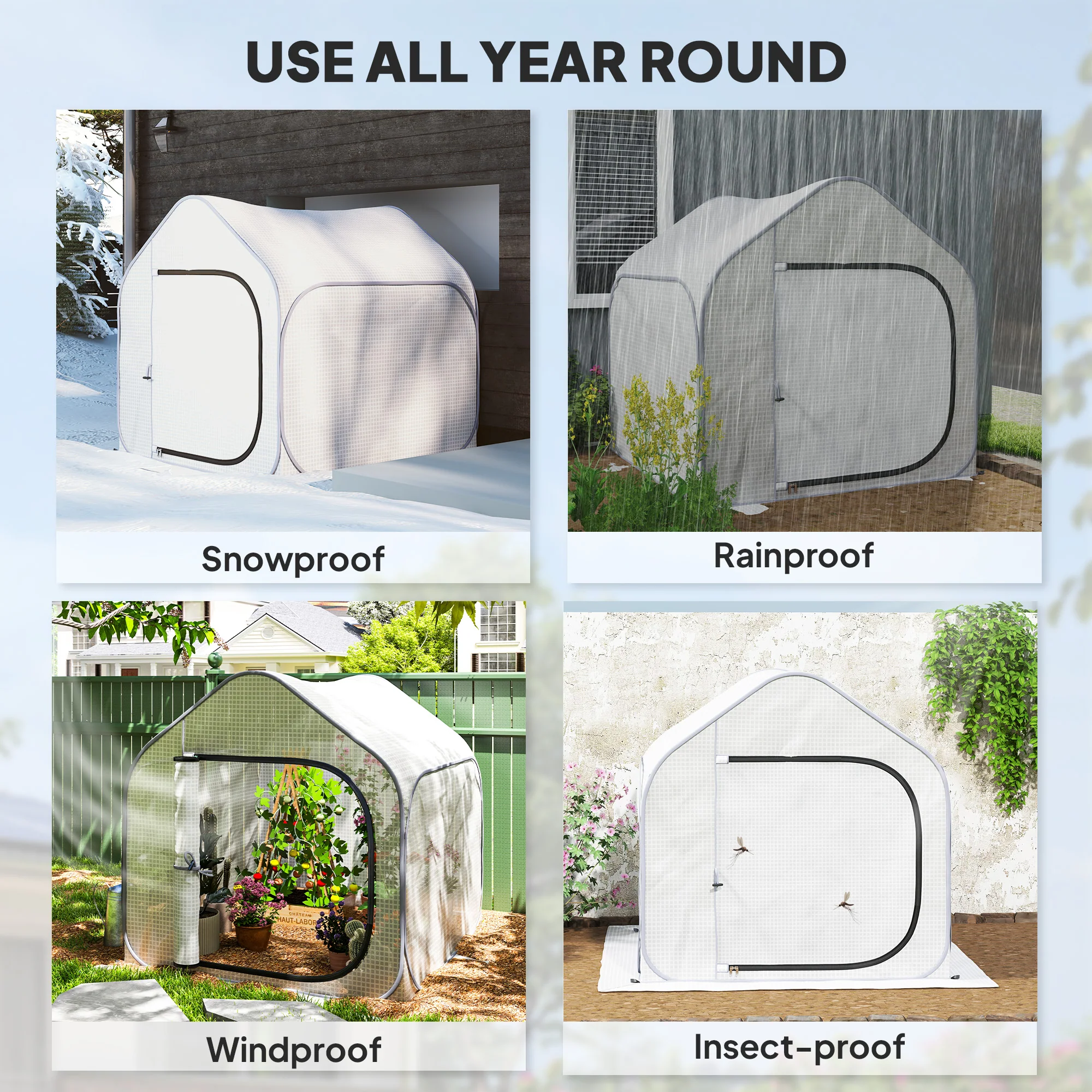 Outsunny Mini Pop Up Greenhouse W/ Reinforced PE Cover, Zipper Door, White - Image 17