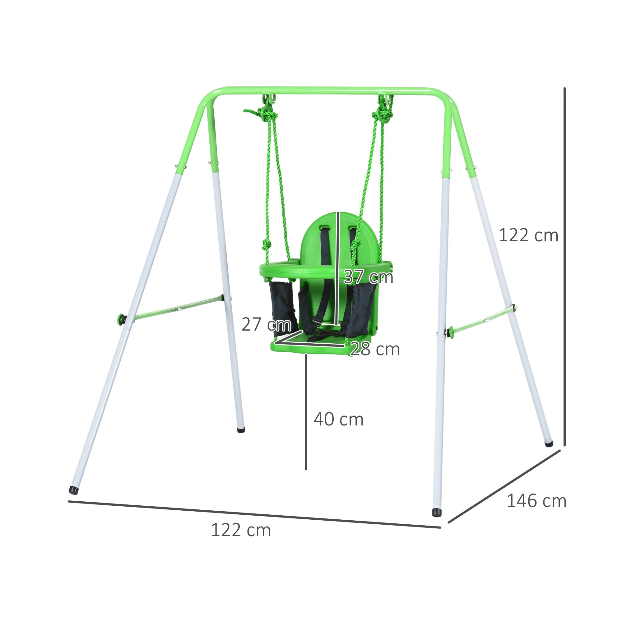 Outsunny Nursery Swing With Safety Seat Belt, Support Back For Indoor Outdoor - Image 5
