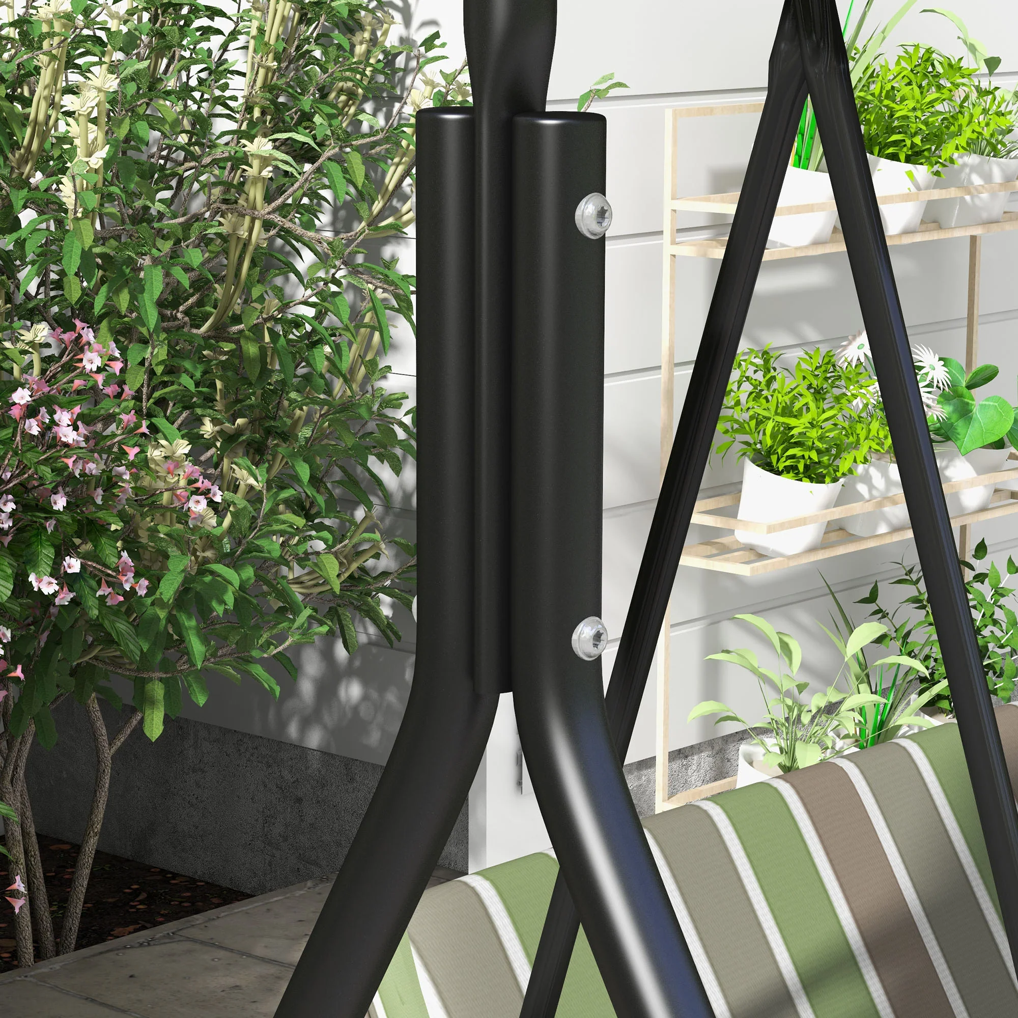 Outsunny Outdoor 3-person Metal Porch Swing Chair Bench Canopy Green - Image 9