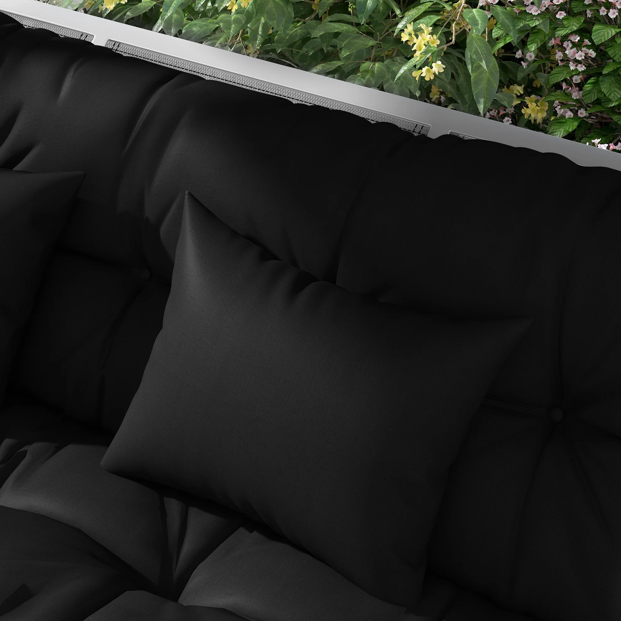Outsunny Outdoor Back and Seat Cushion with Pillows, NO SWING, Black - Image 8