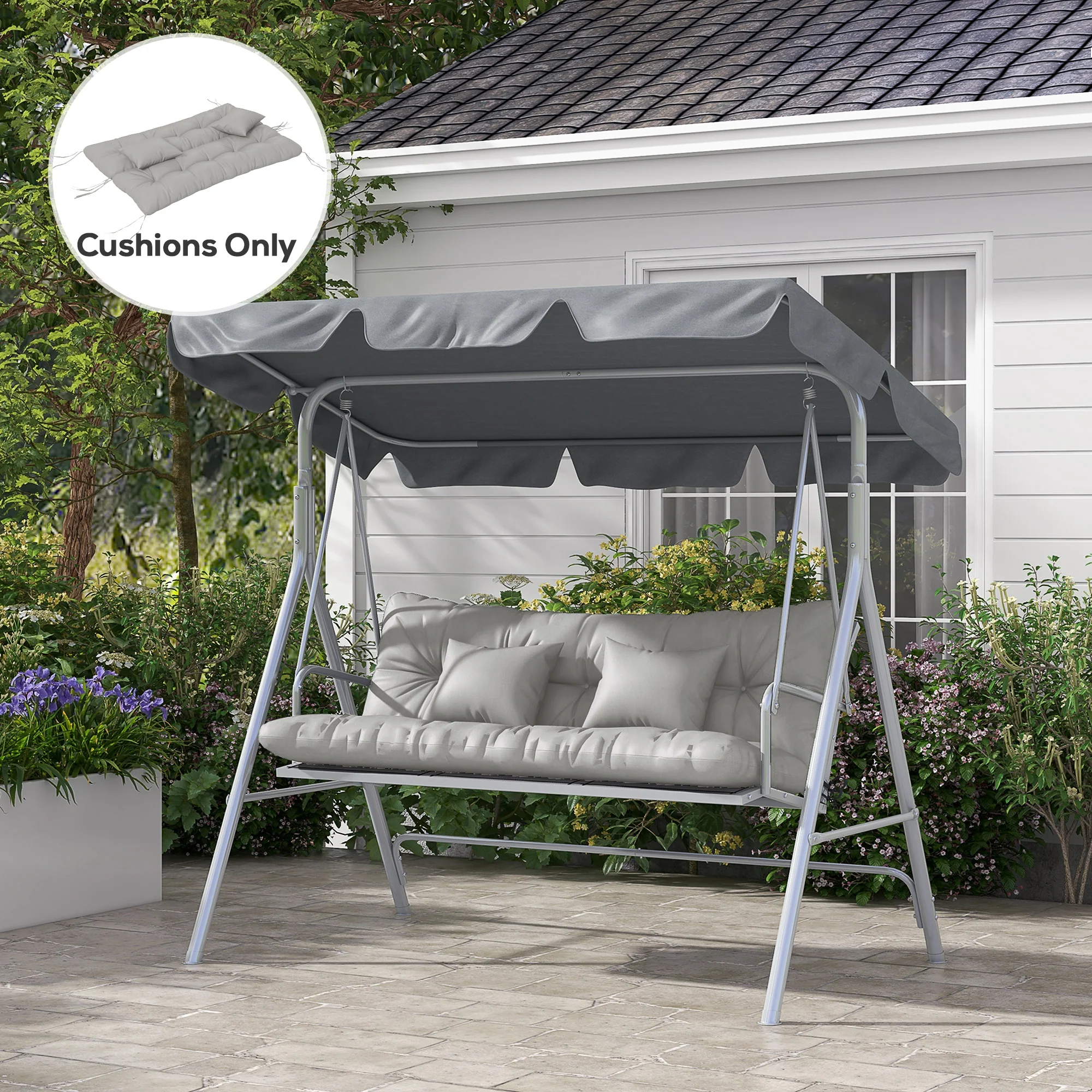 Outsunny Outdoor Back And Seat Cushion With Pillows, No Swing - Image 11