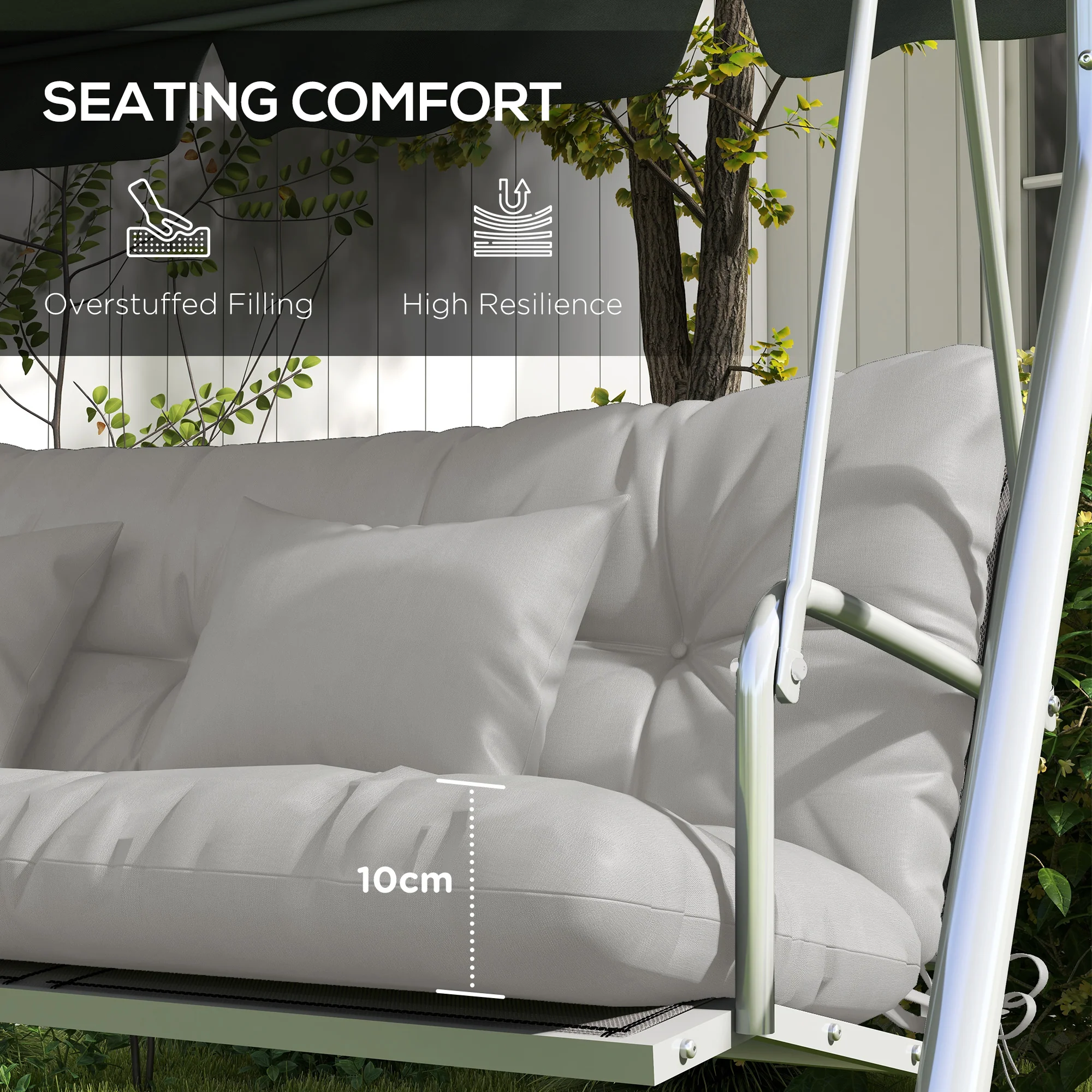 Outsunny Outdoor Back And Seat Cushion With Pillows, No Swing - Image 15