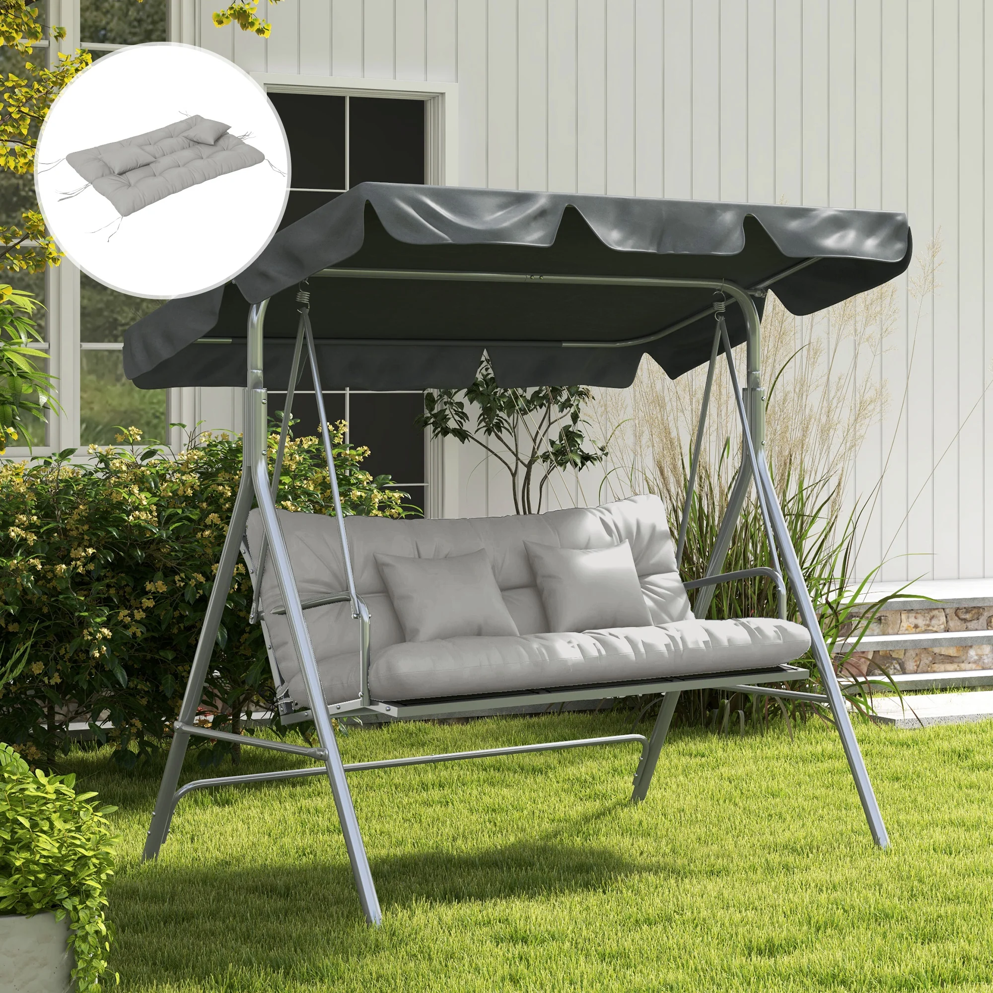Outsunny Outdoor Back And Seat Cushion With Pillows, No Swing - Image 16