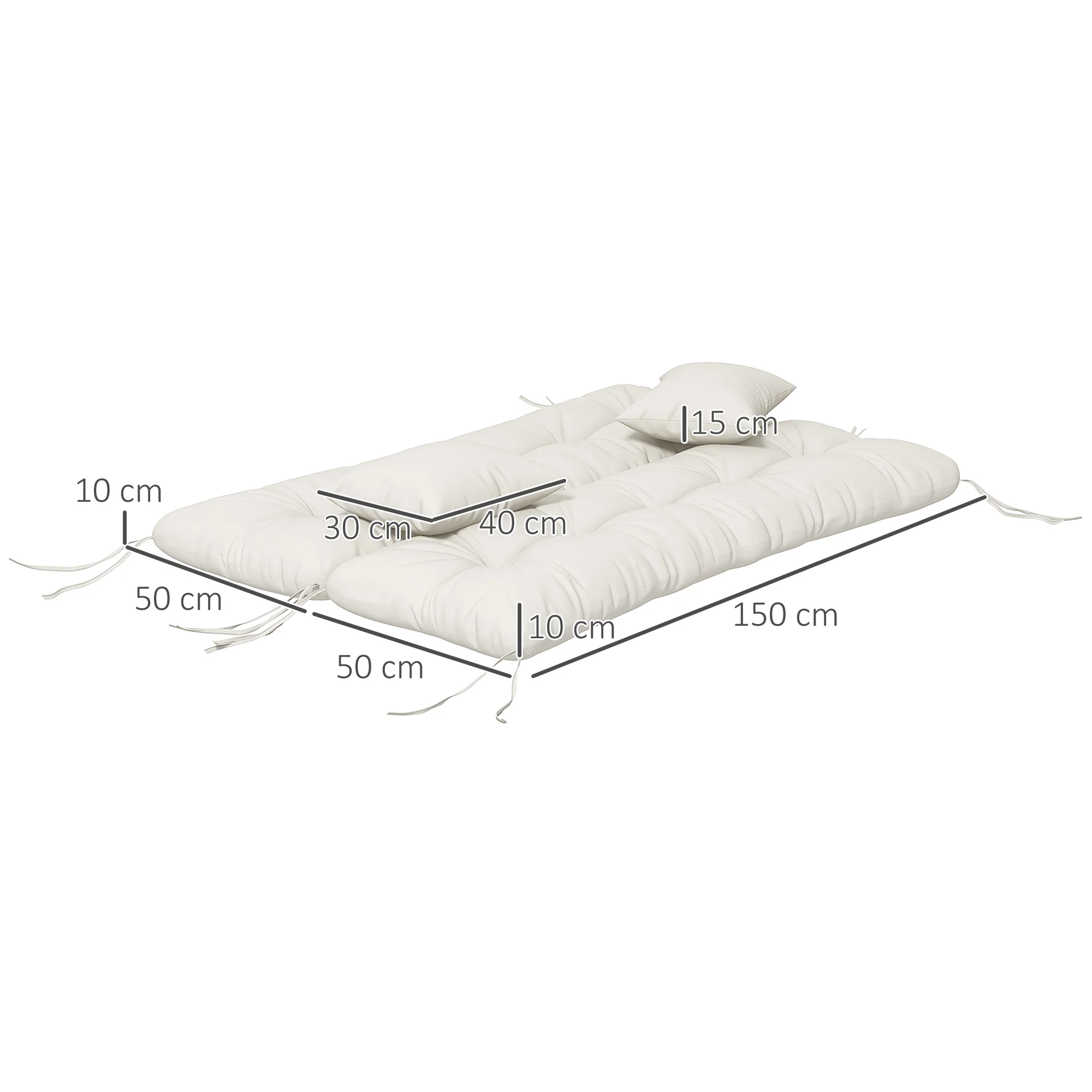 Outsunny Outdoor Back And Seat Cushion With Pillows, No Swing - Image 23