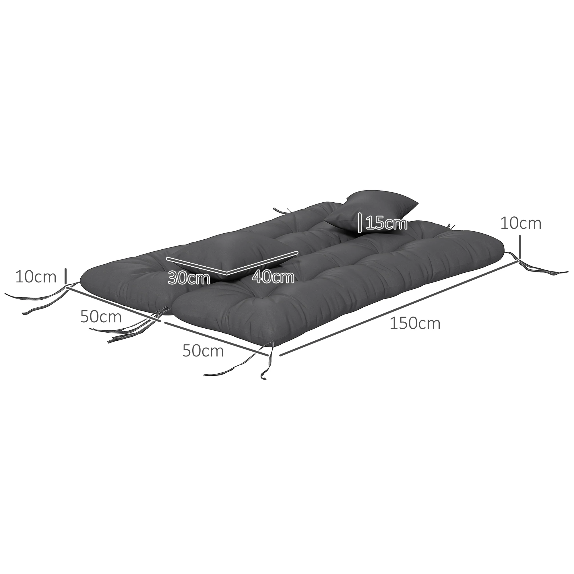 Outsunny Outdoor Back And Seat Cushion With Pillows, No Swing - Image 5