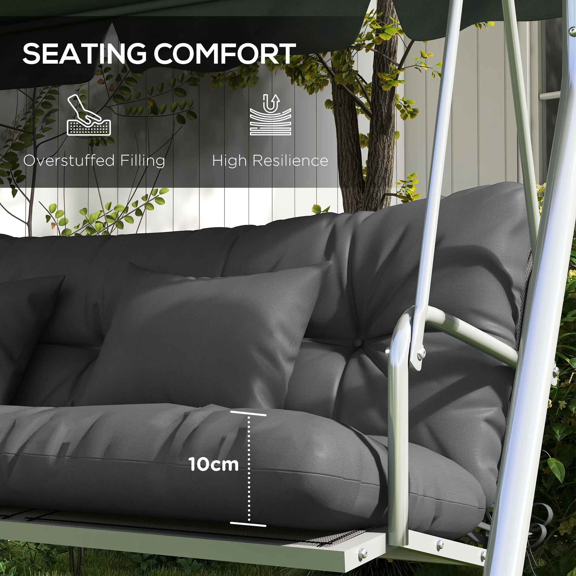Outsunny Outdoor Back And Seat Cushion With Pillows, No Swing - Image 6