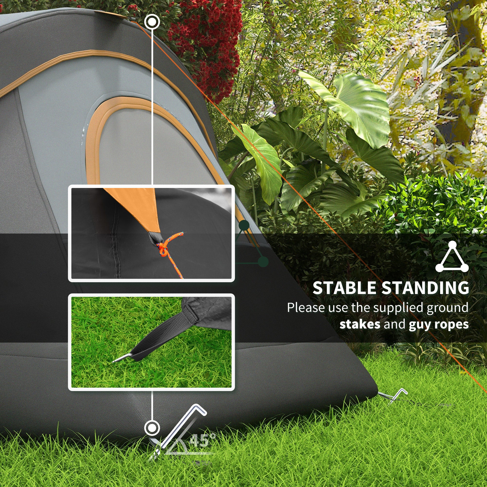 Outsunny Outdoor Camping Tent For 5-6 W/ Bag, Fibreglass & Steel Frame - Image 7