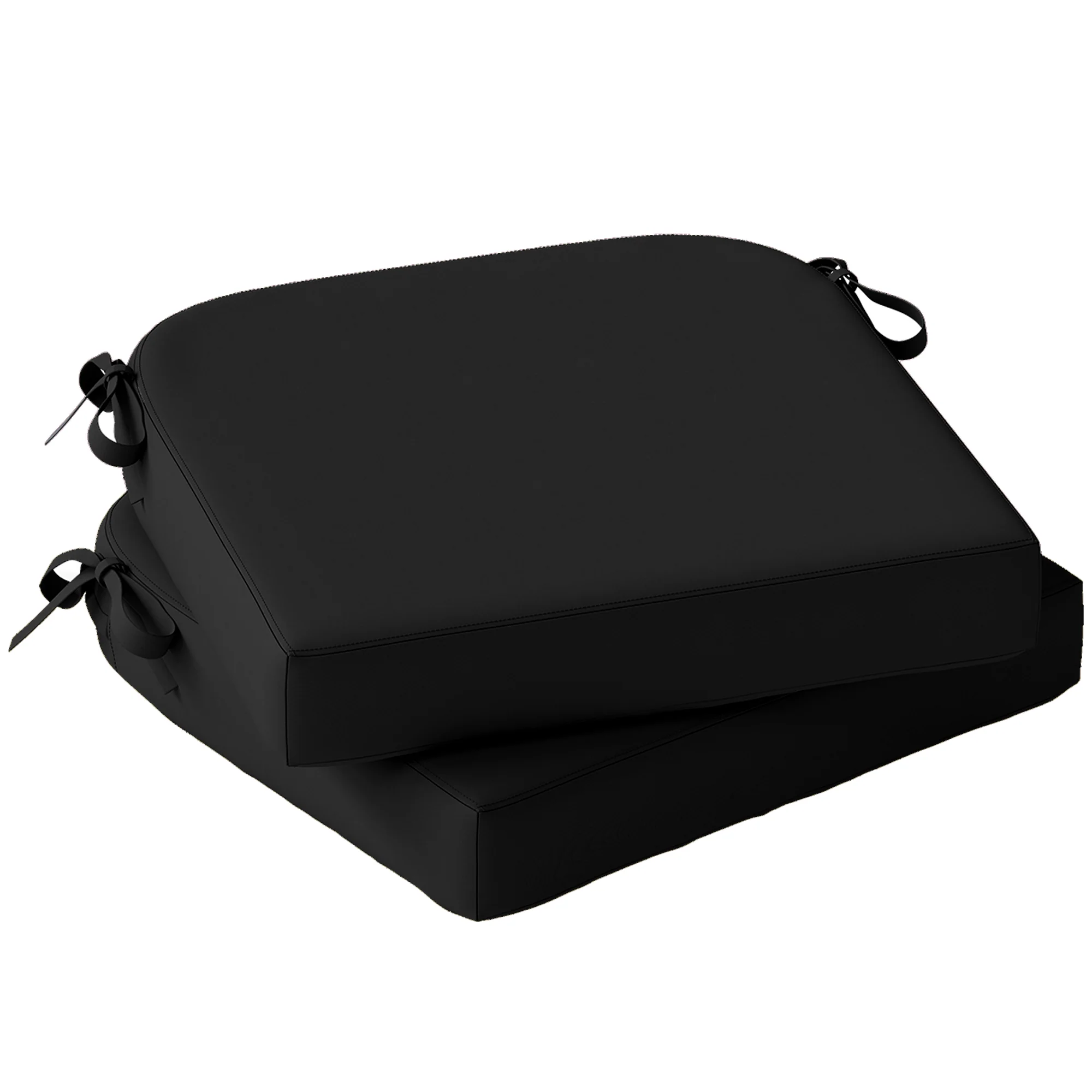 Outsunny Outdoor Chair Seat Cushions Set of 2, Garden Chair Cushions, Black