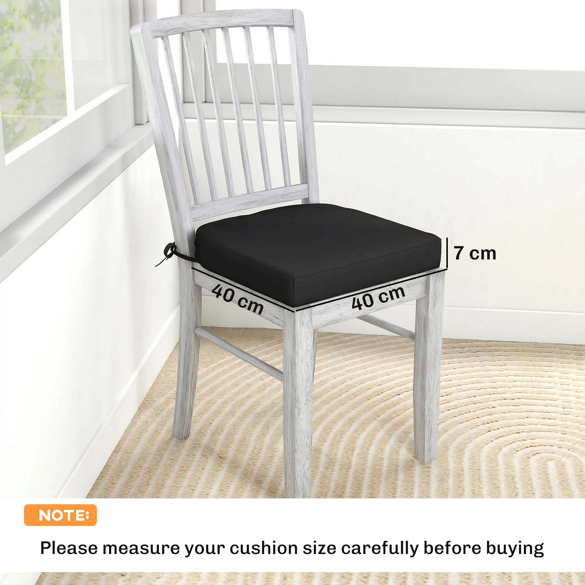 Outsunny Outdoor Chair Seat Cushions Set of 2, Garden Chair Cushions, Black - Image 5