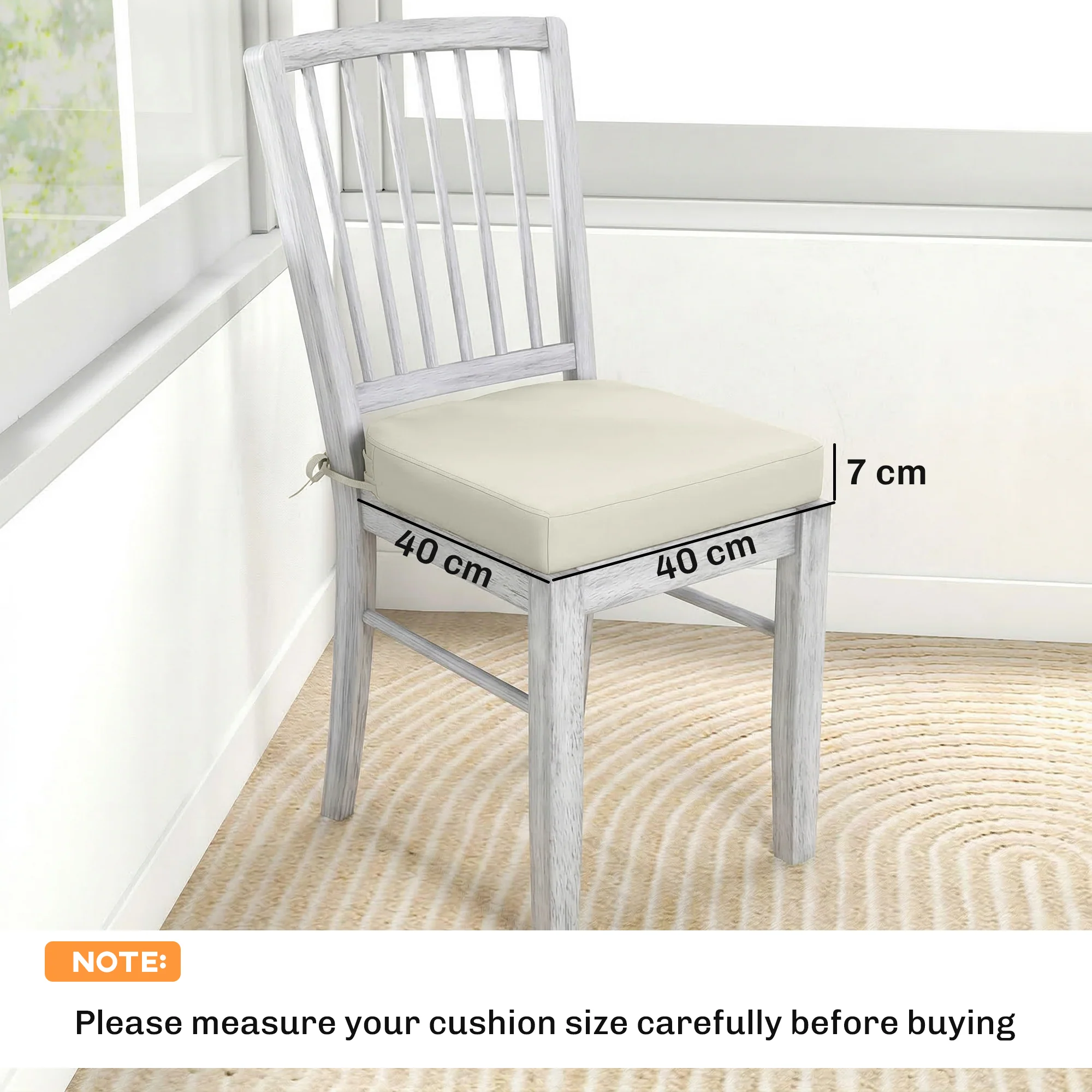 Outsunny Outdoor Chair Seat Cushions Set of 2, Garden Chair Cushions, Cream - Image 5