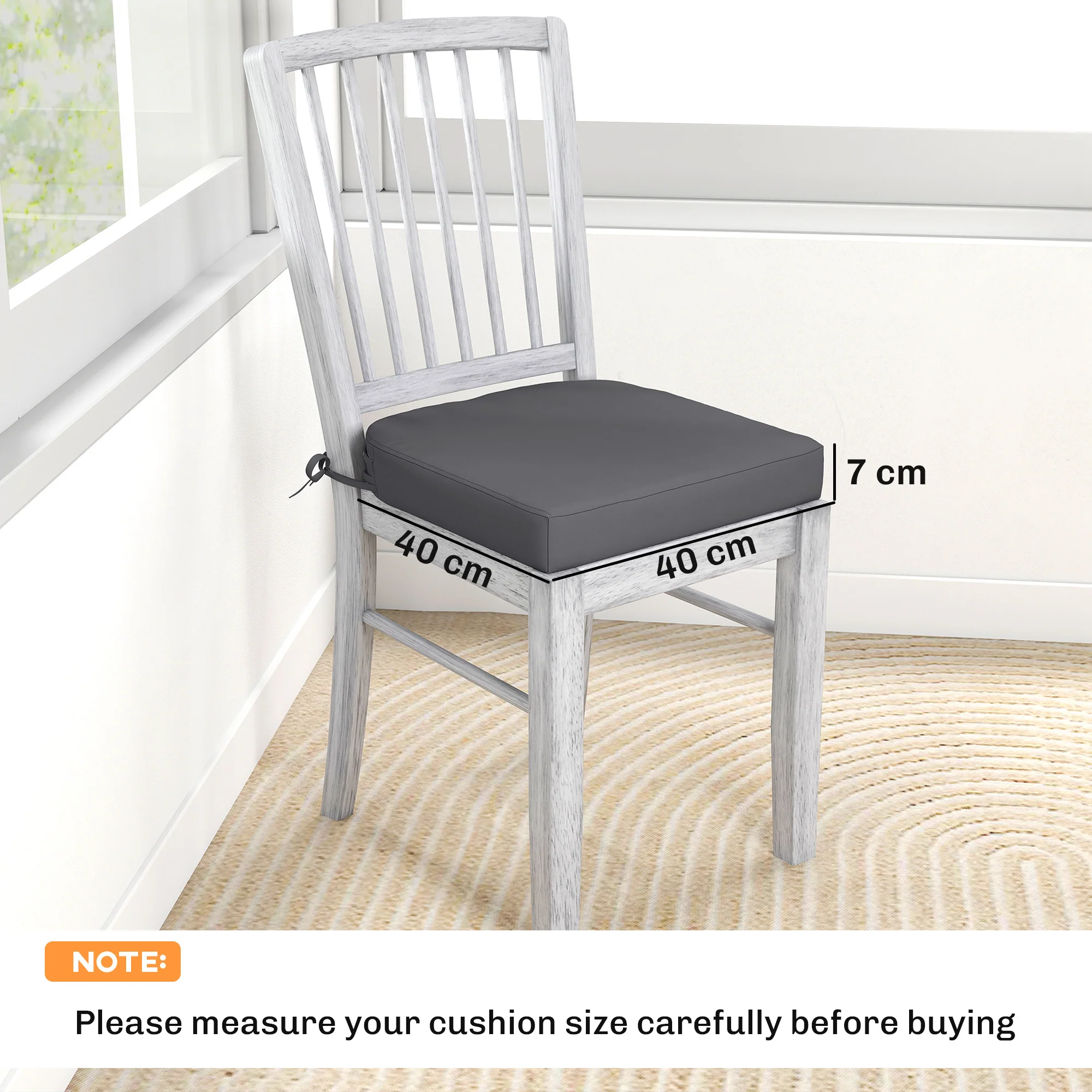 Outsunny Outdoor Chair Seat Cushions Set of 2, Garden Chair Cushions, Grey - Image 5