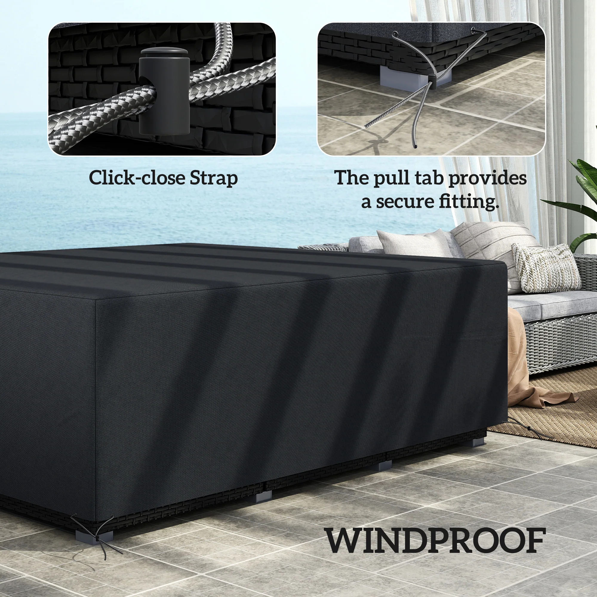 Outsunny Outdoor Furniture Protective Cover, Black - Image 15