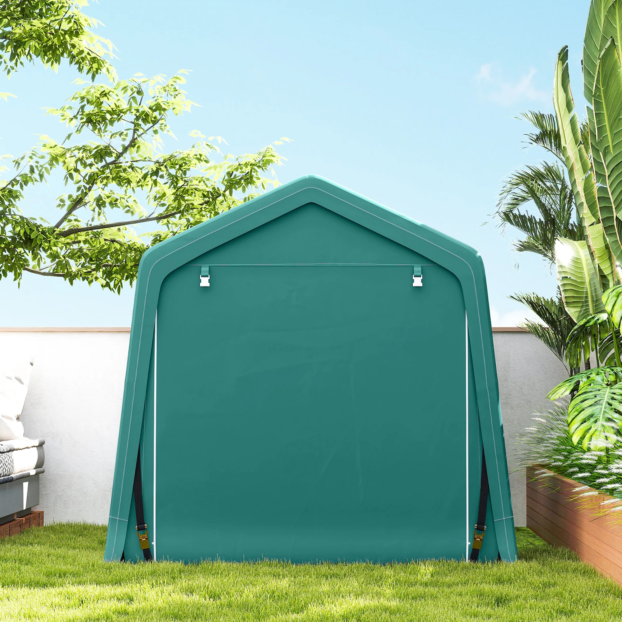 Outsunny Outdoor Garden Storage Shed Waterproof Bike Tent W/ Zipper Doors - Image 8