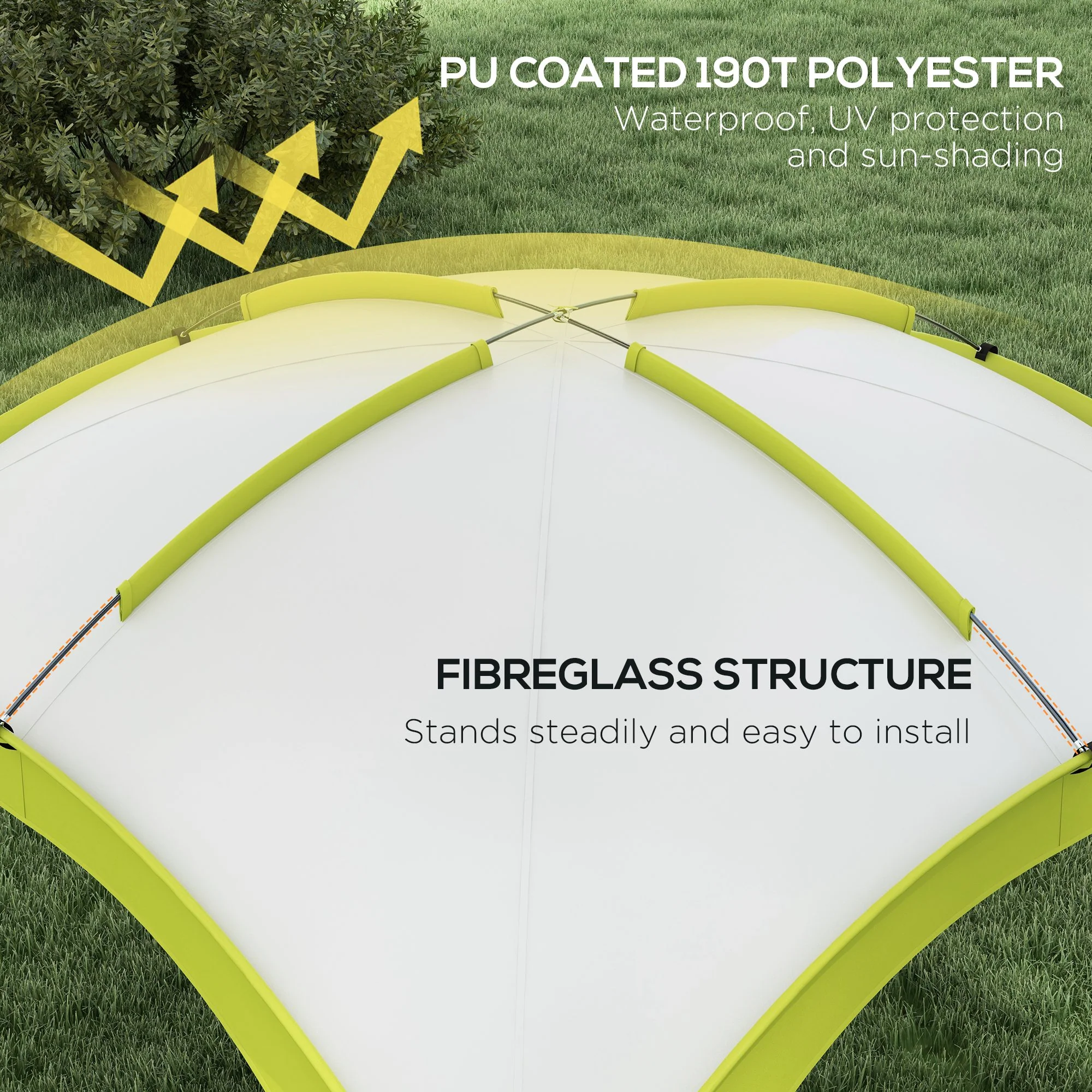 Outsunny Outdoor Gazebo Event Shelter Party Tent for Garden Green - Image 3