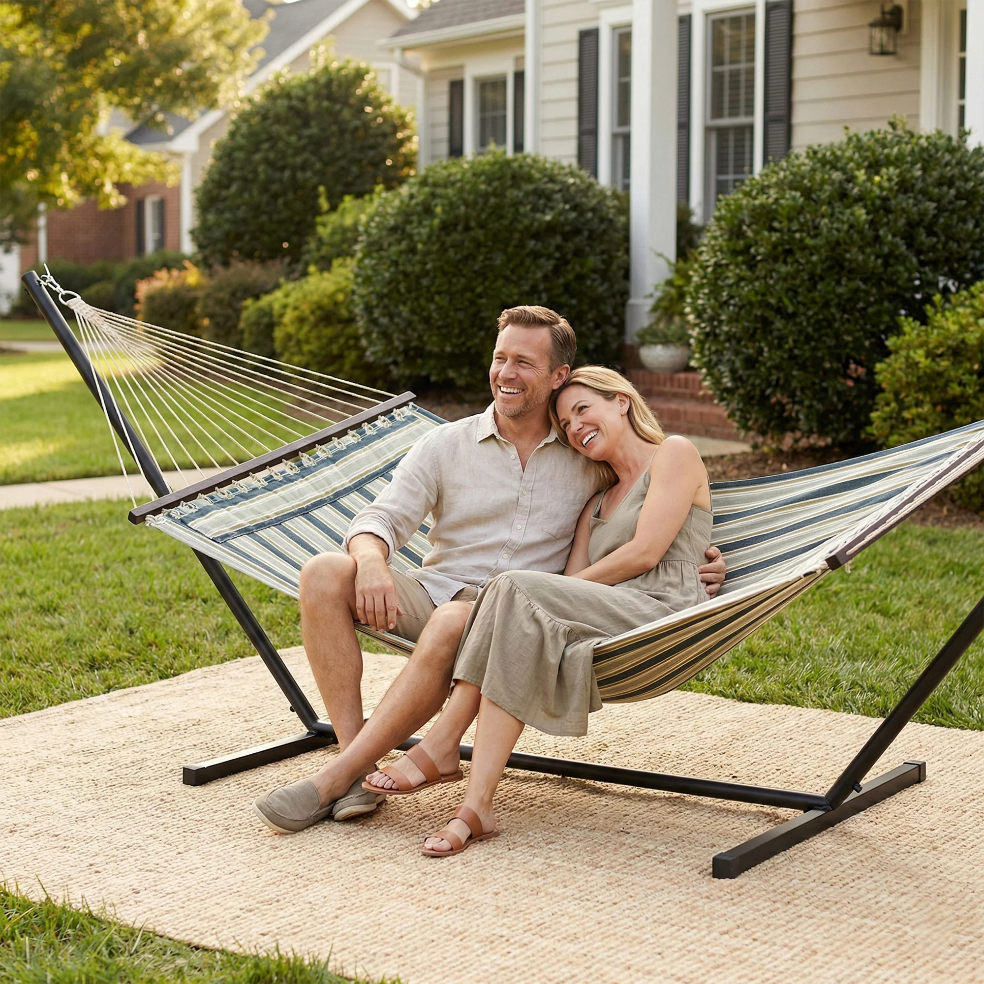 Outsunny Outdoor Hammock with Stand Detachable Pillow, 120kg Capacity, Green - Image 8