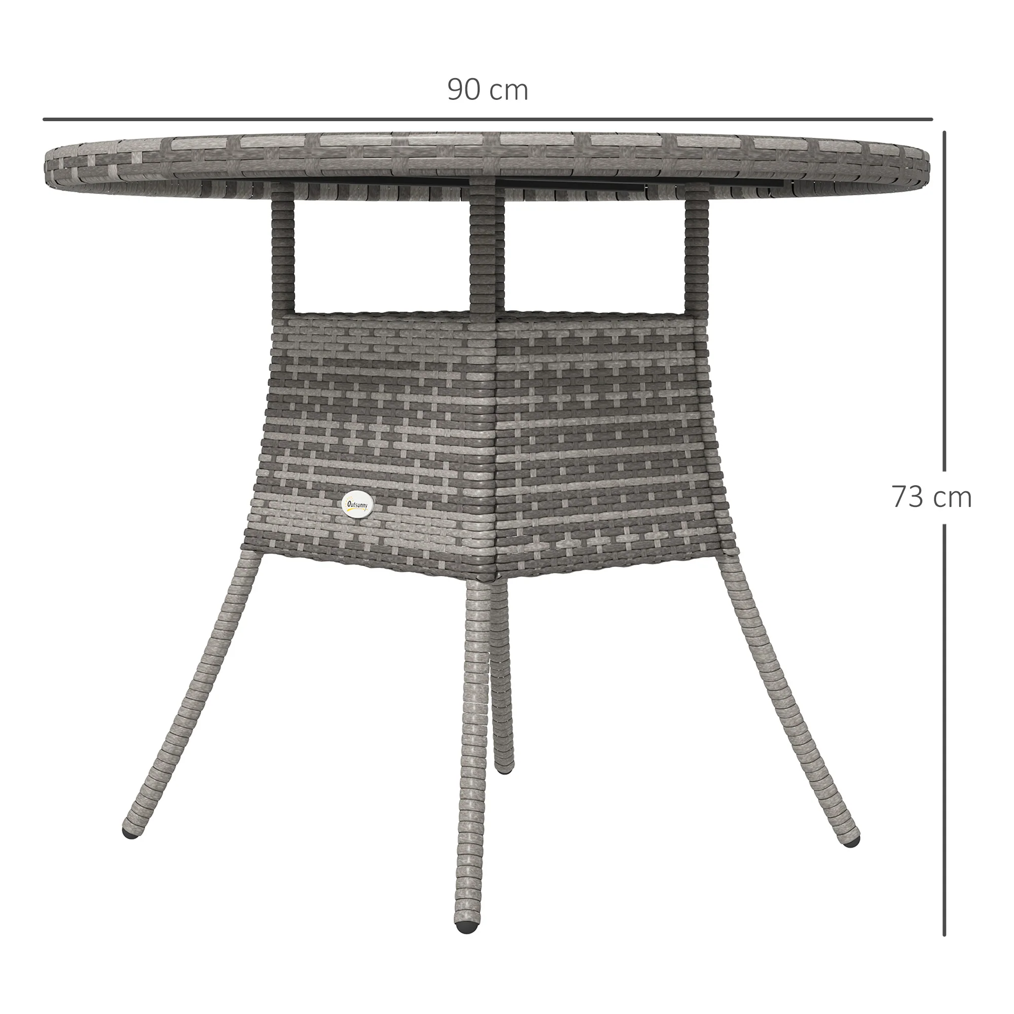 Outsunny Outdoor PE Rattan Dining Table w/ Wood-plastic Composite Top, Grey - Image 14