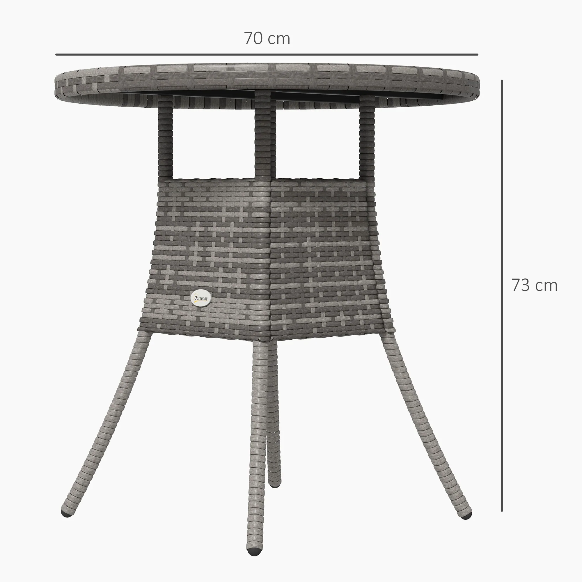 Outsunny Outdoor PE Rattan Dining Table w/ Wood-plastic Composite Top, Grey - Image 5