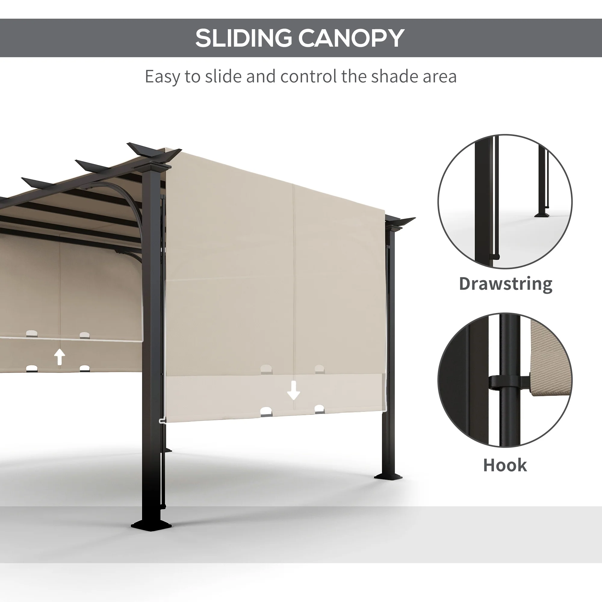 Outsunny Outdoor Pergola Garden Sun Shade Patio Canopy Shelter - Image 4