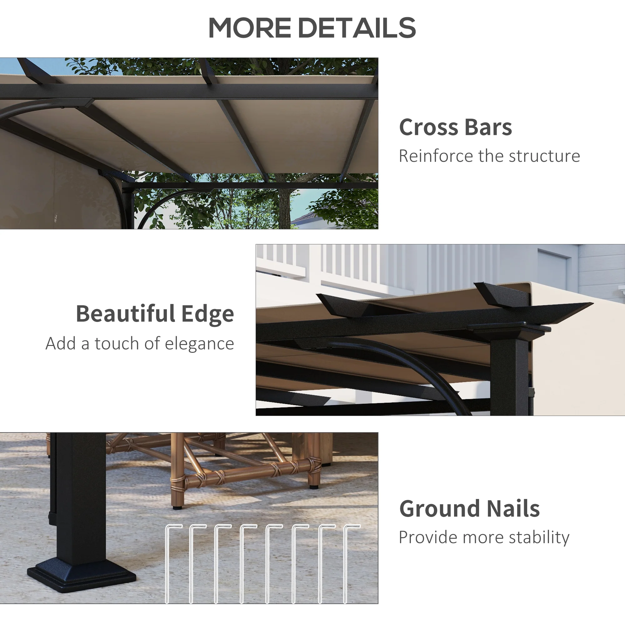 Outsunny Outdoor Pergola Garden Sun Shade Patio Canopy Shelter - Image 6